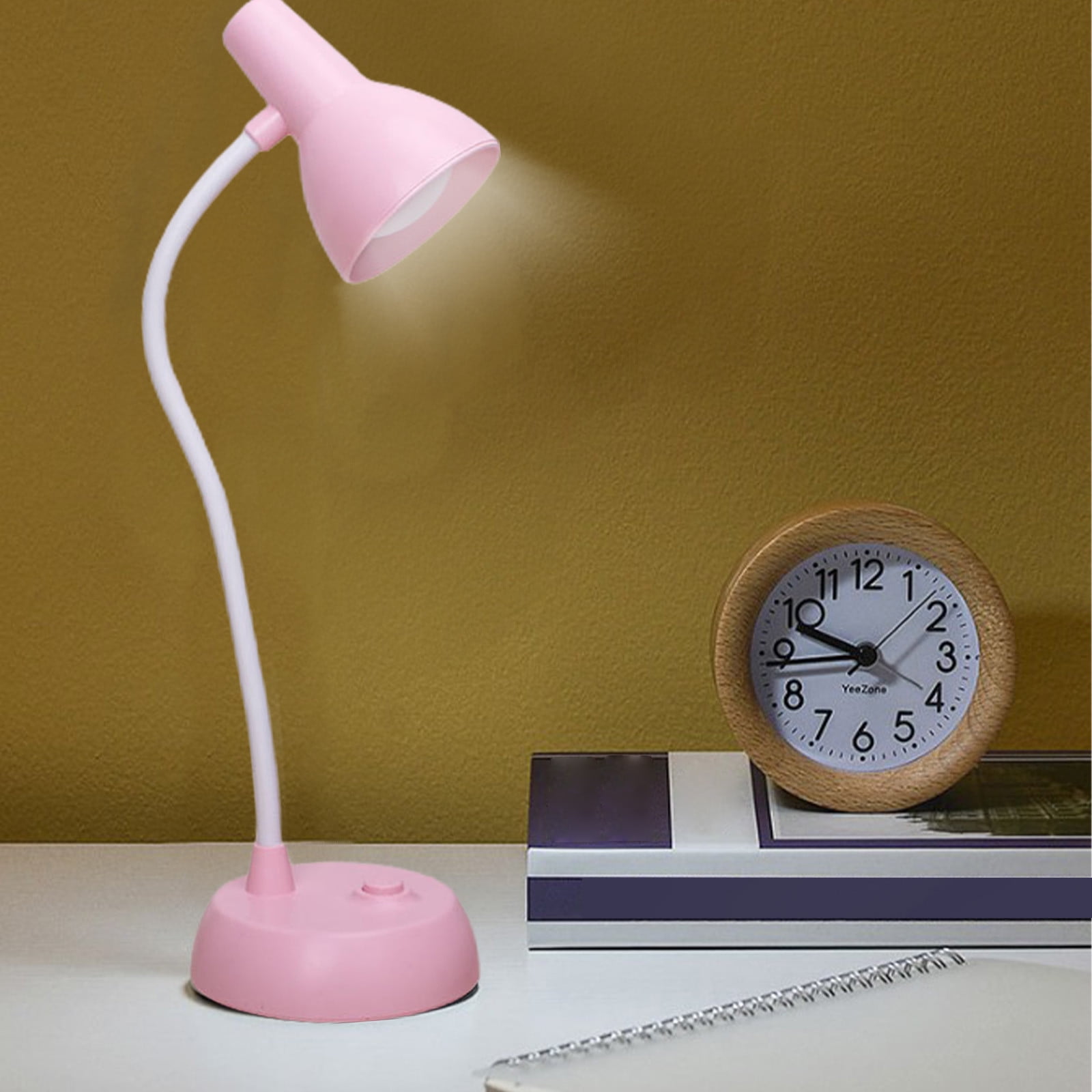 QAZbgdl LED Desk Lamp, Eye-Protection Reading Light with 360° Flexible Neck (White, 12.4 in Height) 6akta