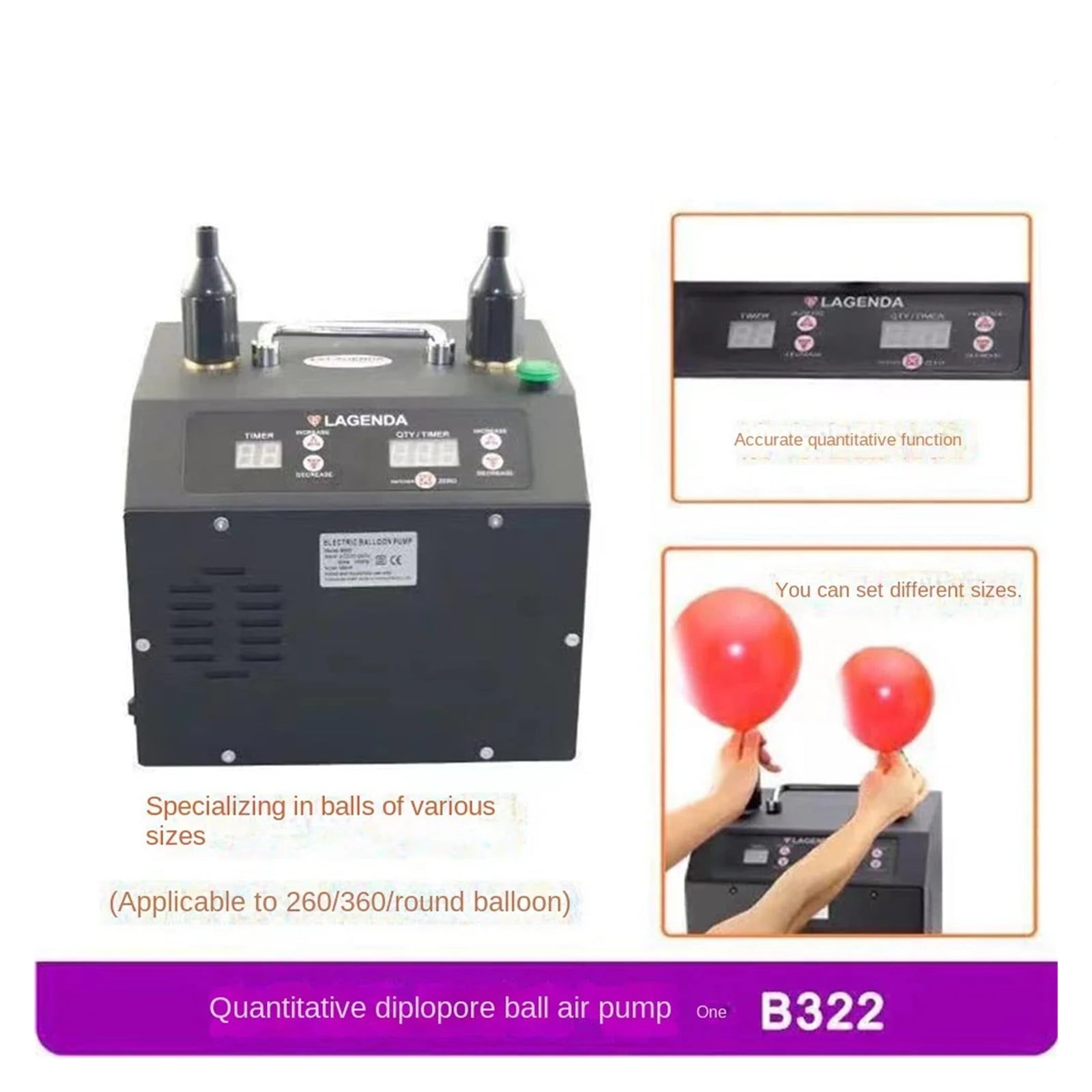 LilyStore Electric Balloon Pump Inflator B322 (Portable, High-Speed, 1 Pack) bi8nk
