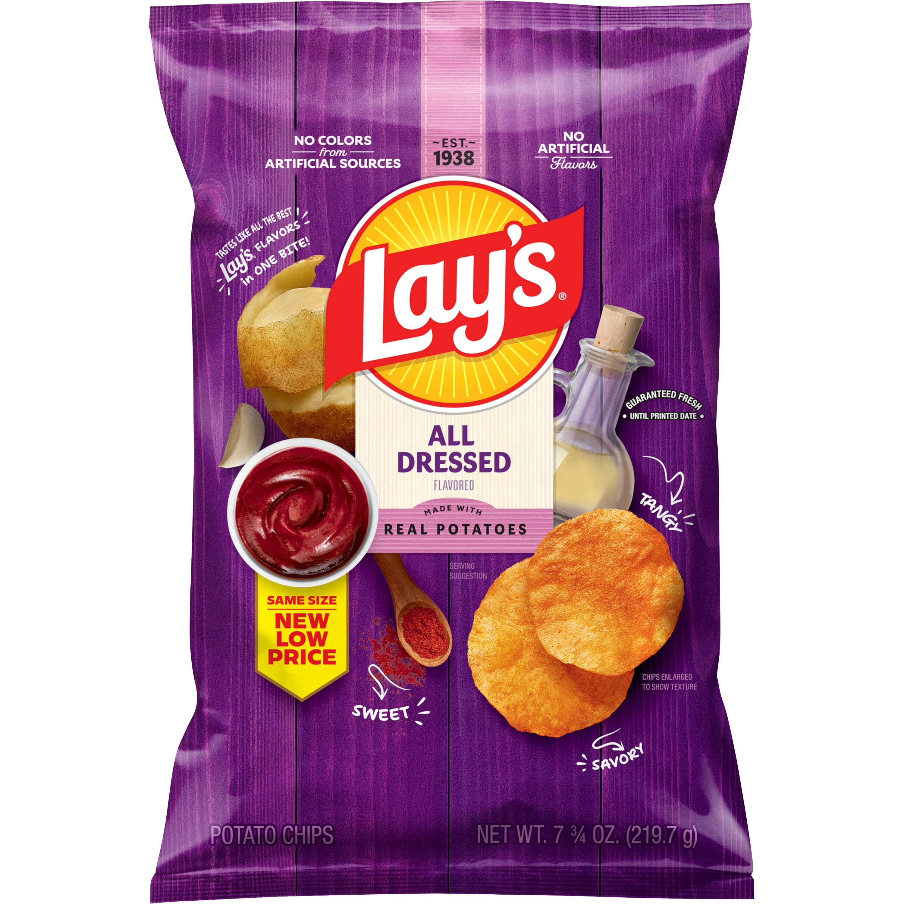 Lay's All Dressed Potato Chips Savory Tangy and Sweet Snack (7.75 oz) 5m5go