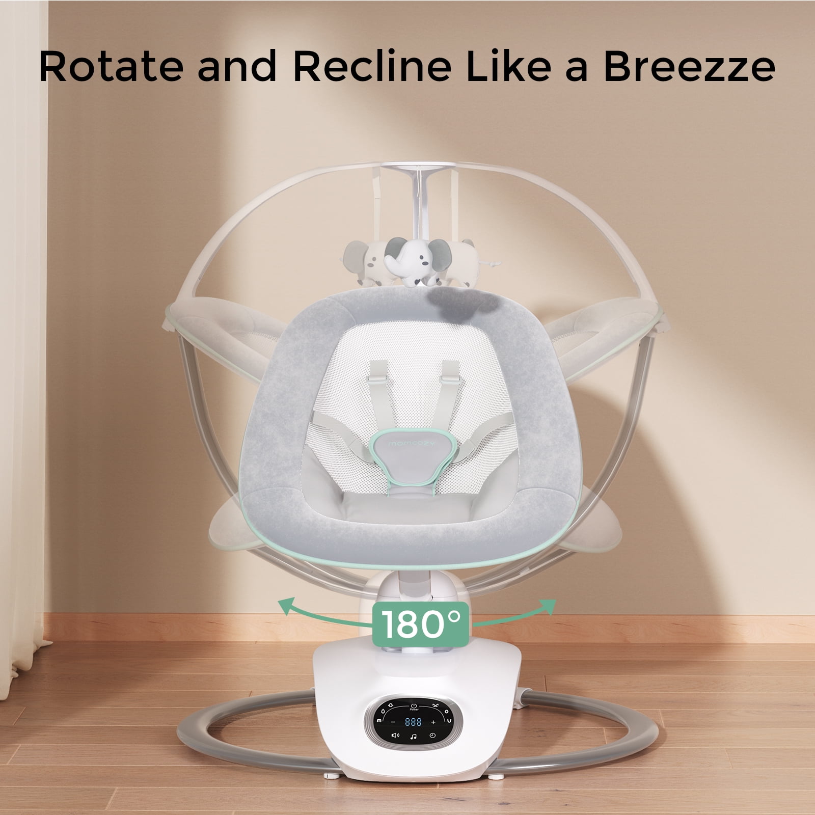 Momcozy CocoSway 3D-Motion Baby Swing, Soothing Infant Rocker with 6 Motion Modes and 4 Speeds (White) 205x2