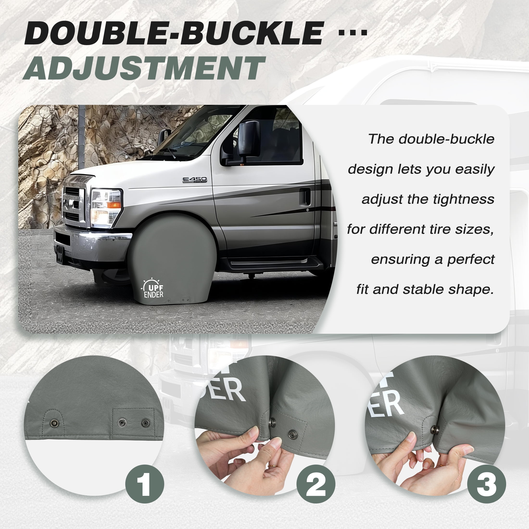 UPFENDER Waterproof Tire Covers for RV Truck SUV Trailer (Grey, 4 Pack, 26-28.75 in) 0xliz