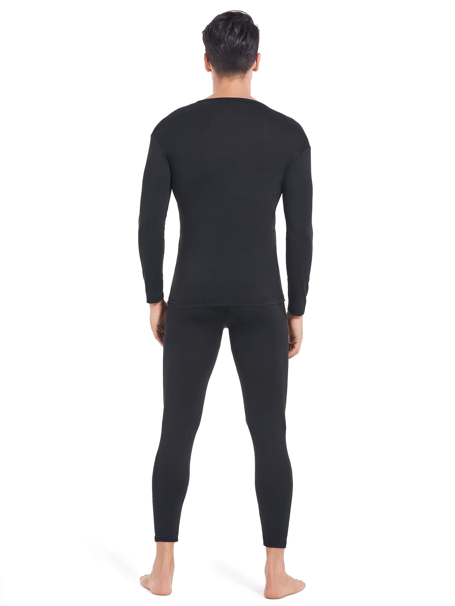 MANIFIQUE Men's Thermal Underwear Set Ultra Thin Long Johns Baselayer (Black, Large) oo9bk