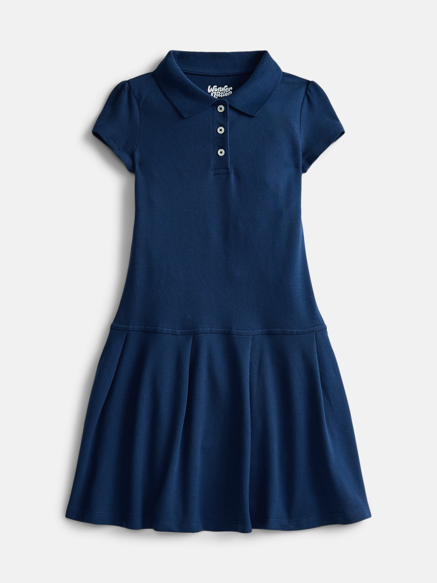 Wonder Nation Girls School Uniform Pique Polo Dress (Blue, Size 4-18) ltq0z