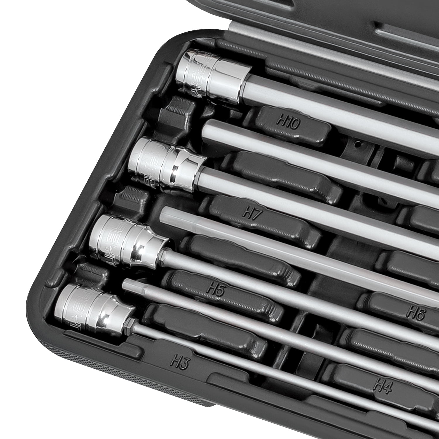 Carbyne 7-Piece Extra Long Hex Bit Socket Set, 3/8 in Drive, Metric Sizes (3mm to 10mm) cf4ct