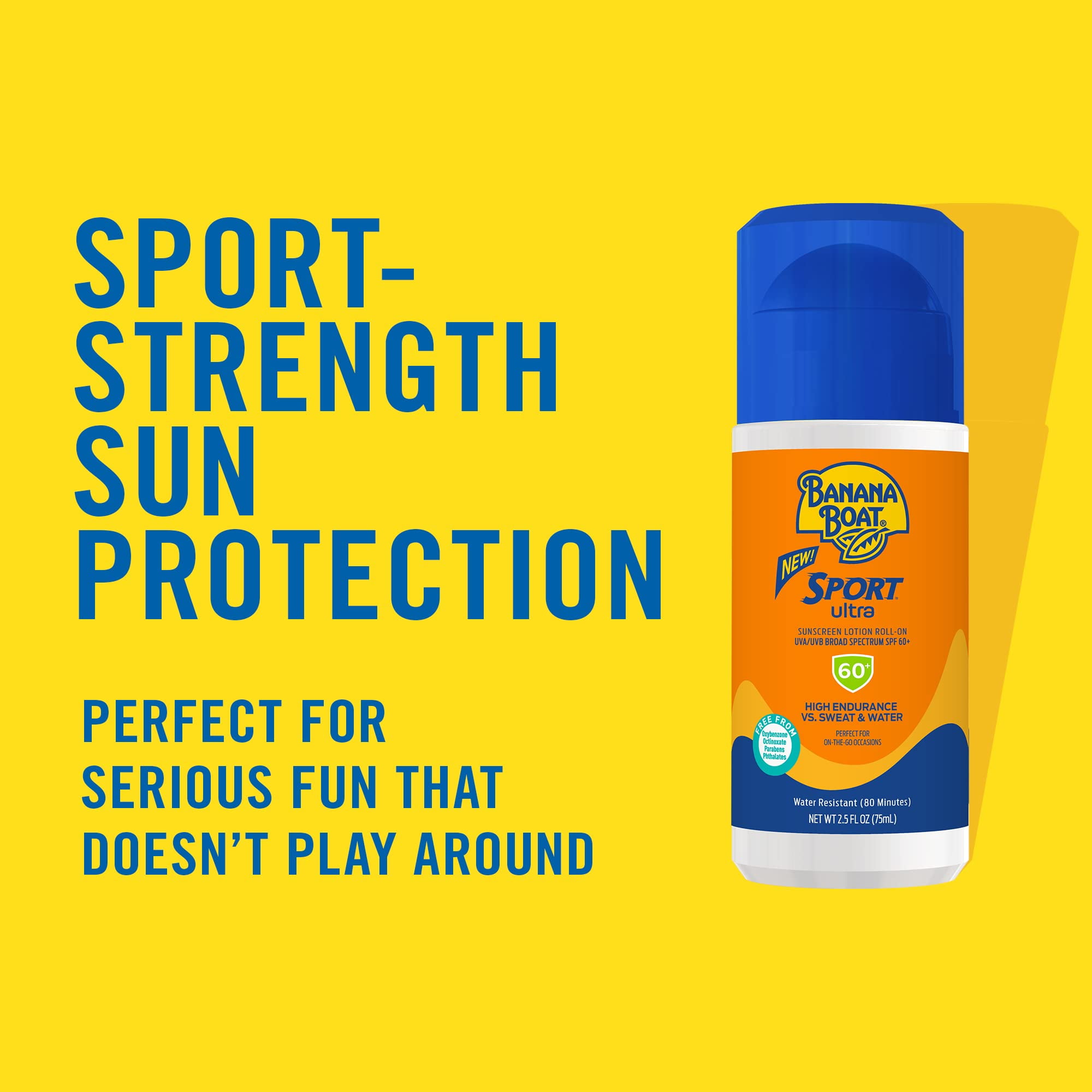 Banana Boat Sport Ultra Roll-On Sunscreen Lotion, Broad Spectrum SPF 60+, Sweat-Resistant Protection (3 Pack, 2.5 oz each) ahvjx