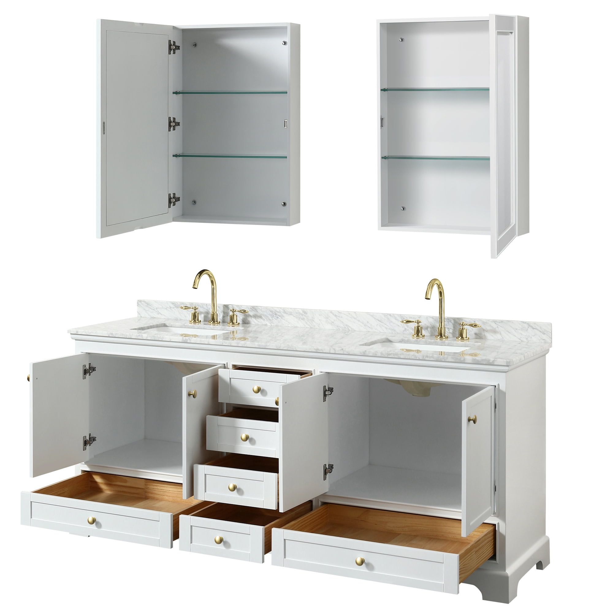Wyndham Collection Deborah 80 in Free Standing Double Vanity Set (White, 80 in) 45cj5