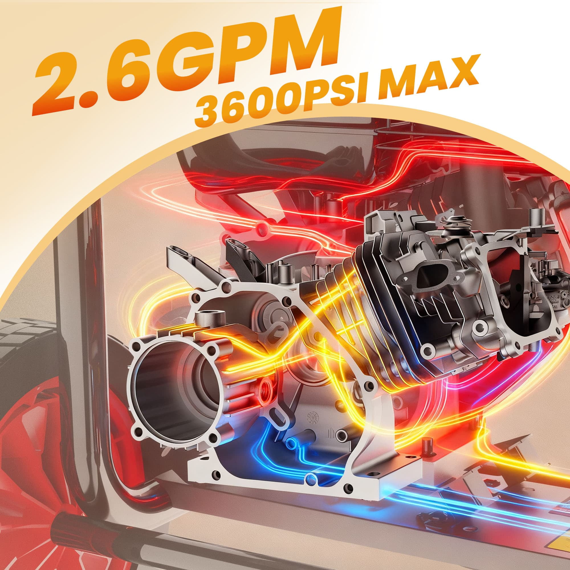 Seizeen 3600 PSI Gas Pressure Washer with 4 Quick-Connect Nozzles and 28 ft High-Pressure Hose (Red & Black) dg5uo