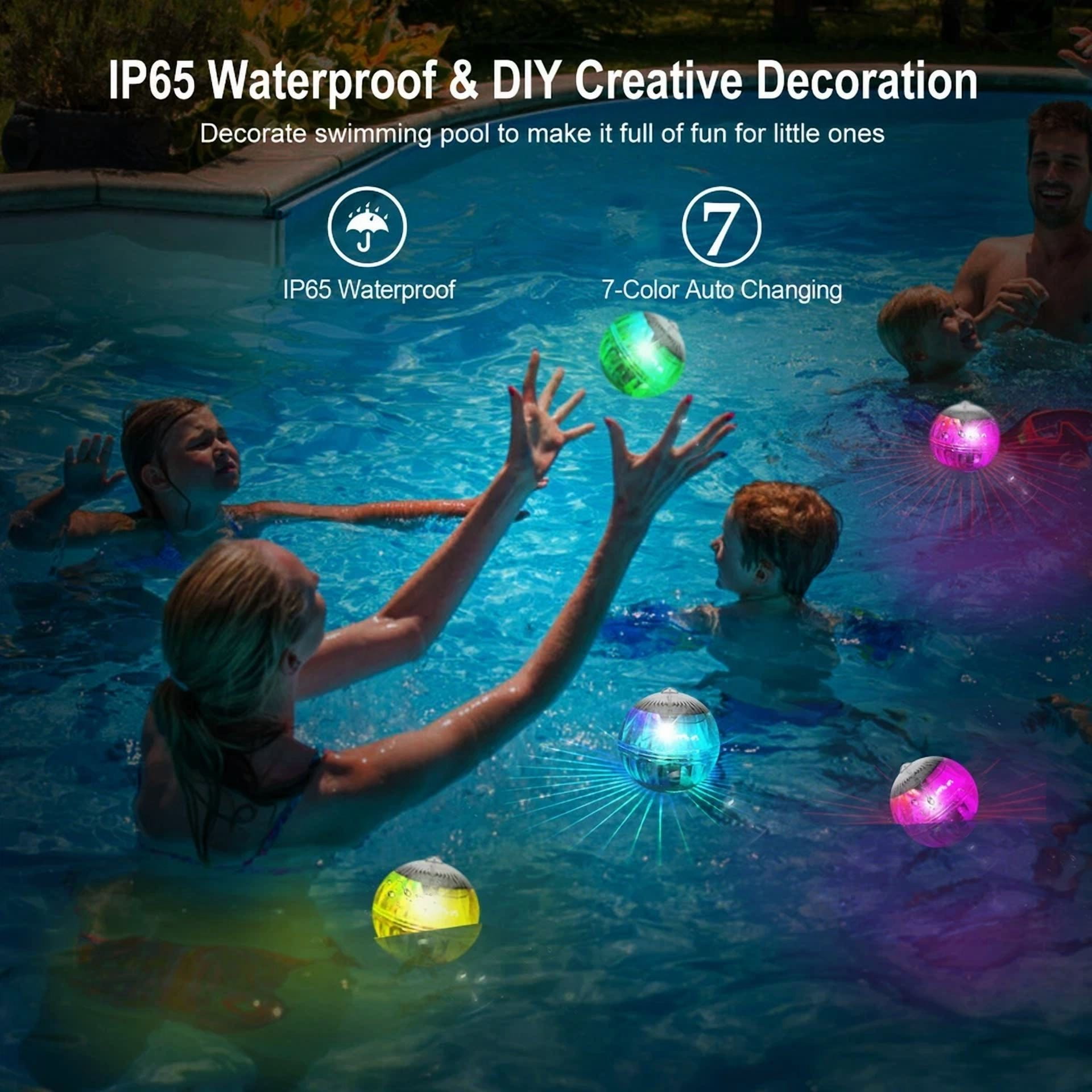 Purely Solar LED Floating Pool Lights for Garden Pond and Outdoor Decor (Color Changing, 1 Pack) f34sx