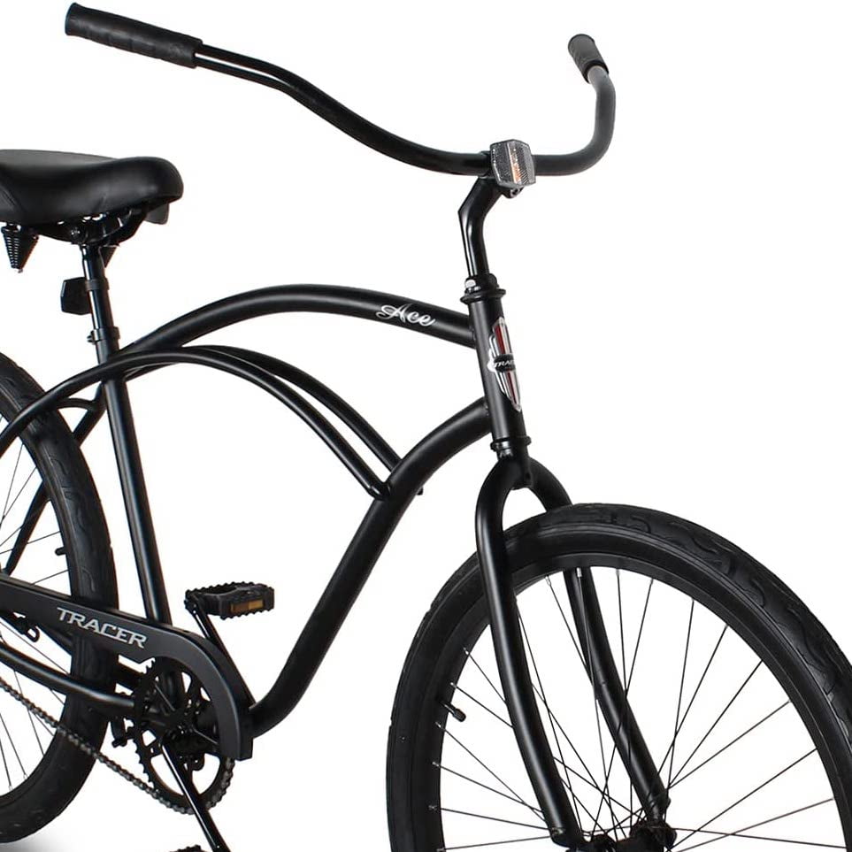 Wonder Wheels 26 in. Beach Cruiser Single Speed Bicycle (Matte Black, 26 in.) ouezi
