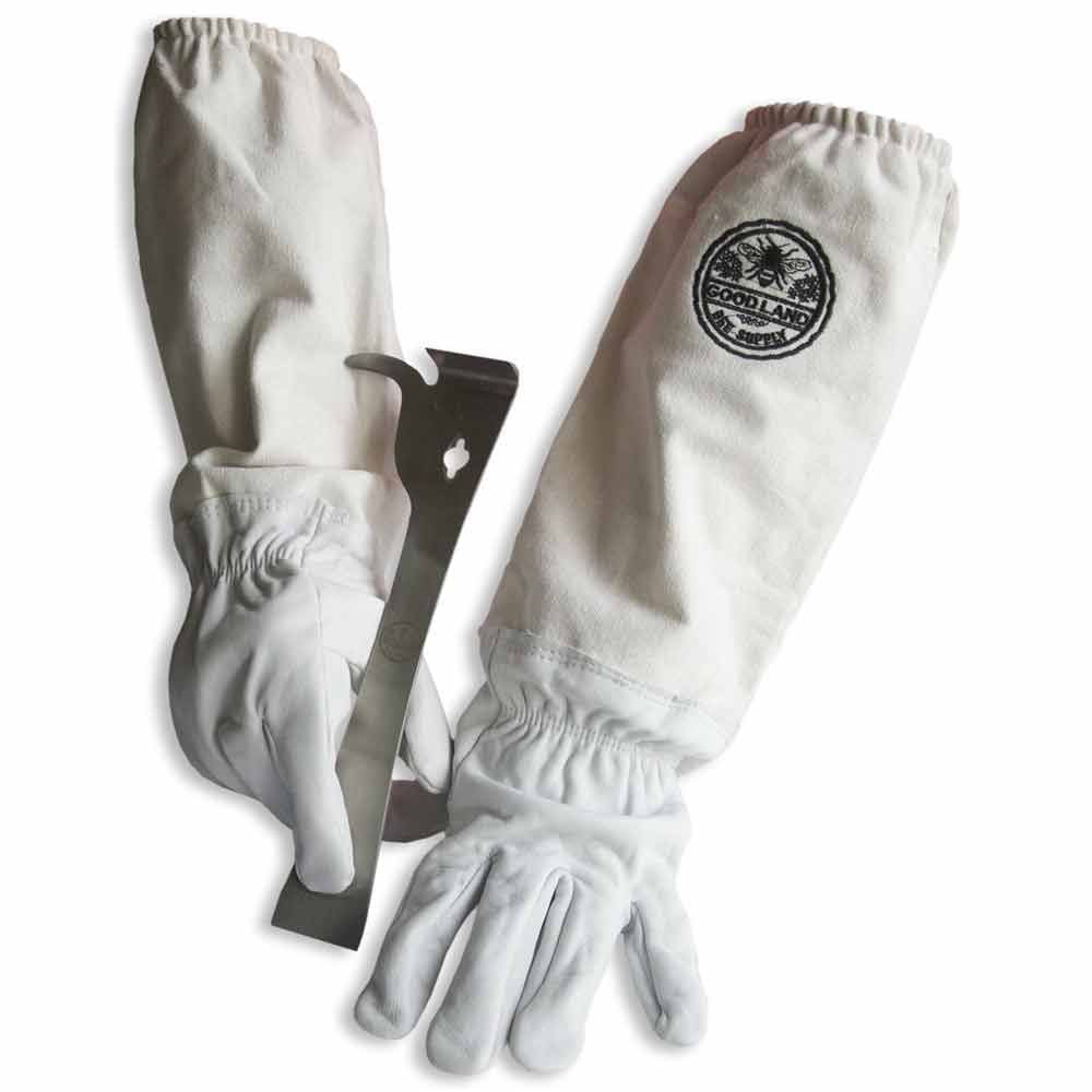 Good Land Bee Supply Beekeeping Protective Gloves and J-Hook Hive Tool Set (White, Large) zp2aq