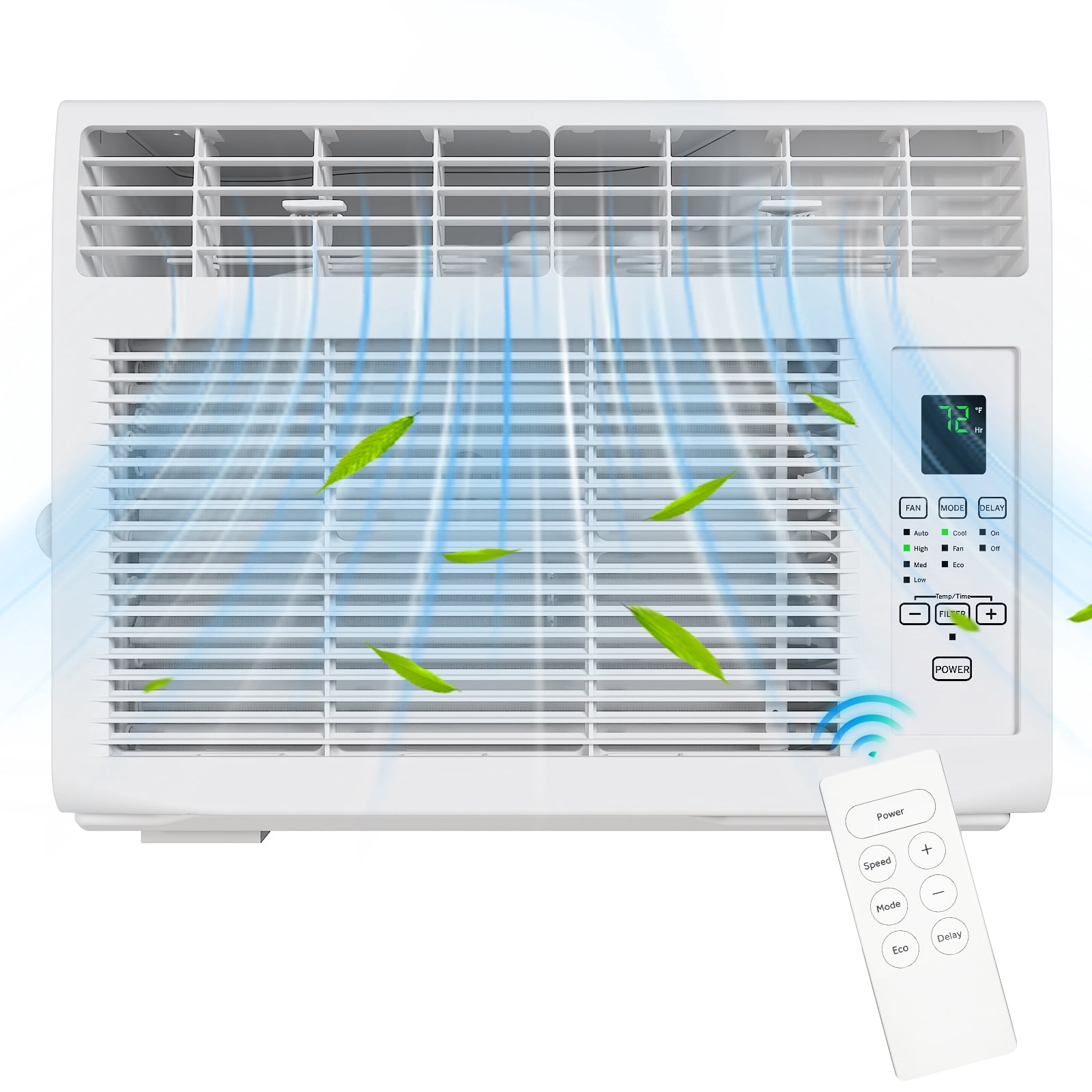 Ktaxon 6000 BTU Window Air Conditioner, 3-in-1 Cooling Fan and Dehumidifier with Remote Control (White, 250 Sq. Ft. Coverage) a28tg