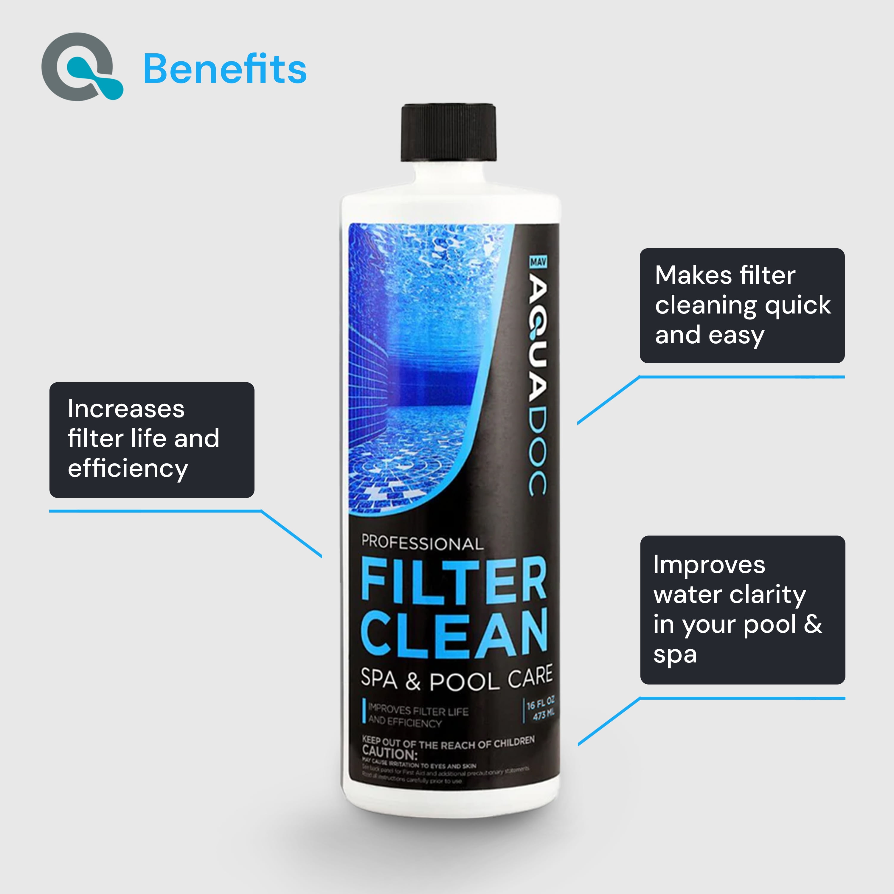 AquaDoc Hot Tub Filter Cleaner Soak, Professional Pool Cartridge Degreaser (32 fl oz) giiwi