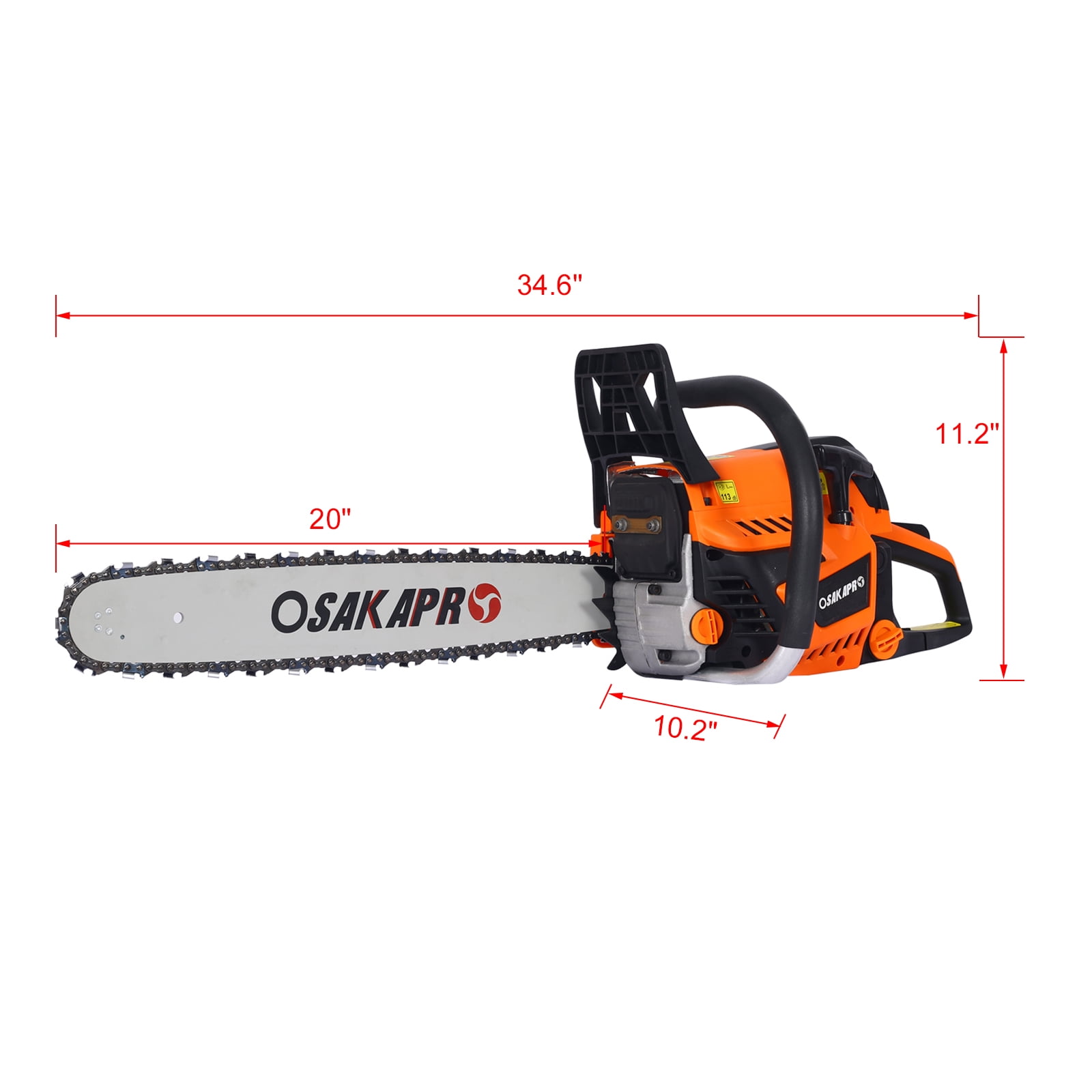 Seizeen Gas Chainsaw, 52cc 2.6HP Gasoline Powered Tree Pruning Saw with 20 in Bar (Orange, 20 in) 29wqt