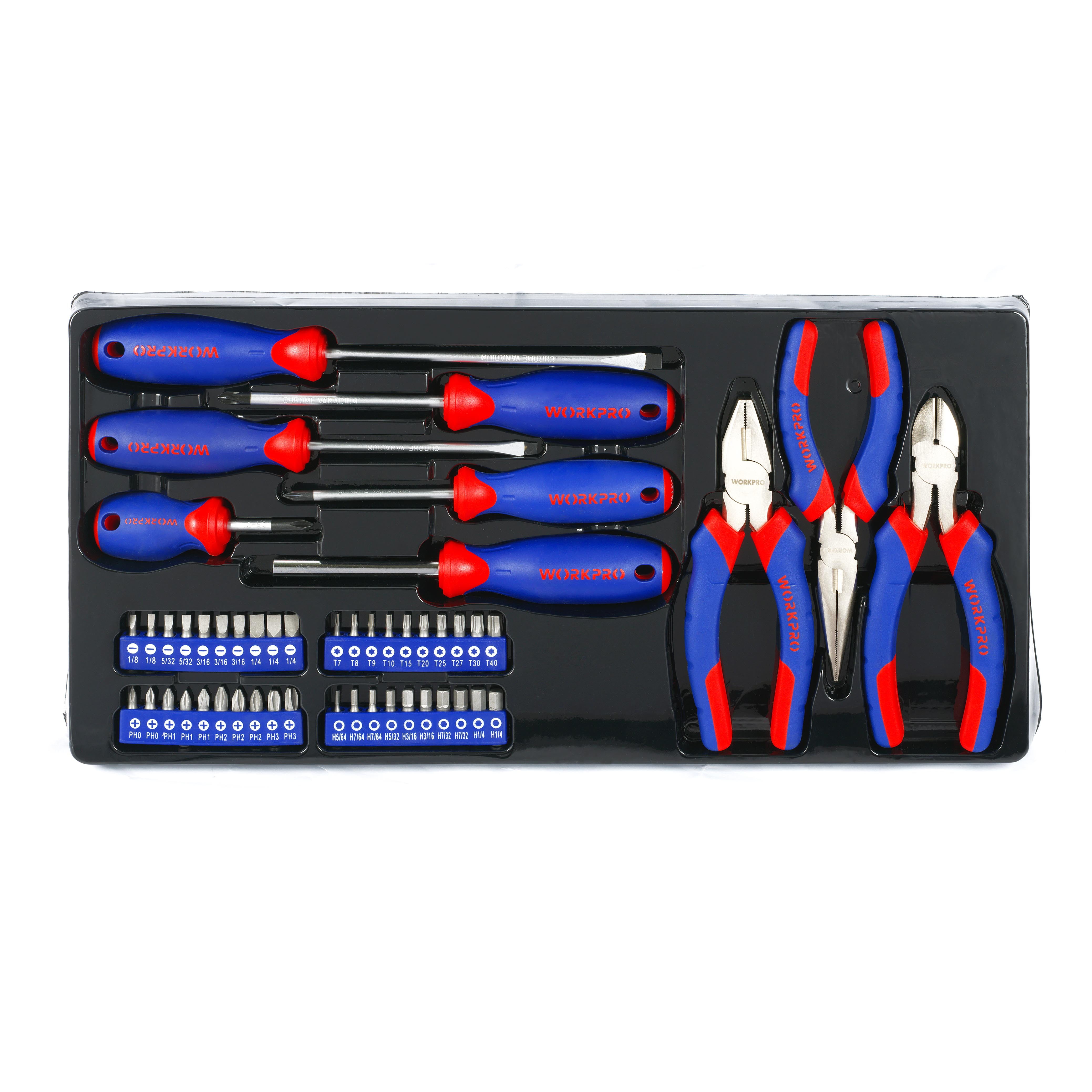 WORKPRO 408-Piece Mechanics Tool Set, Heavy-Duty Household Repair Kit with 3-Drawer Metal Storage Box (408-Piece) 8ornf