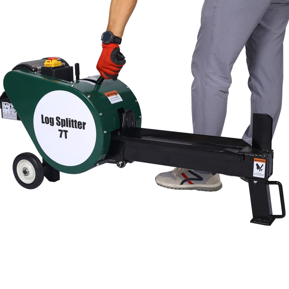 Hmluxury Electric Log Splitter, 7 Ton Horizontal Wood Splitter with 2HP Motor (Double Flywheel, 16A) ul5y1