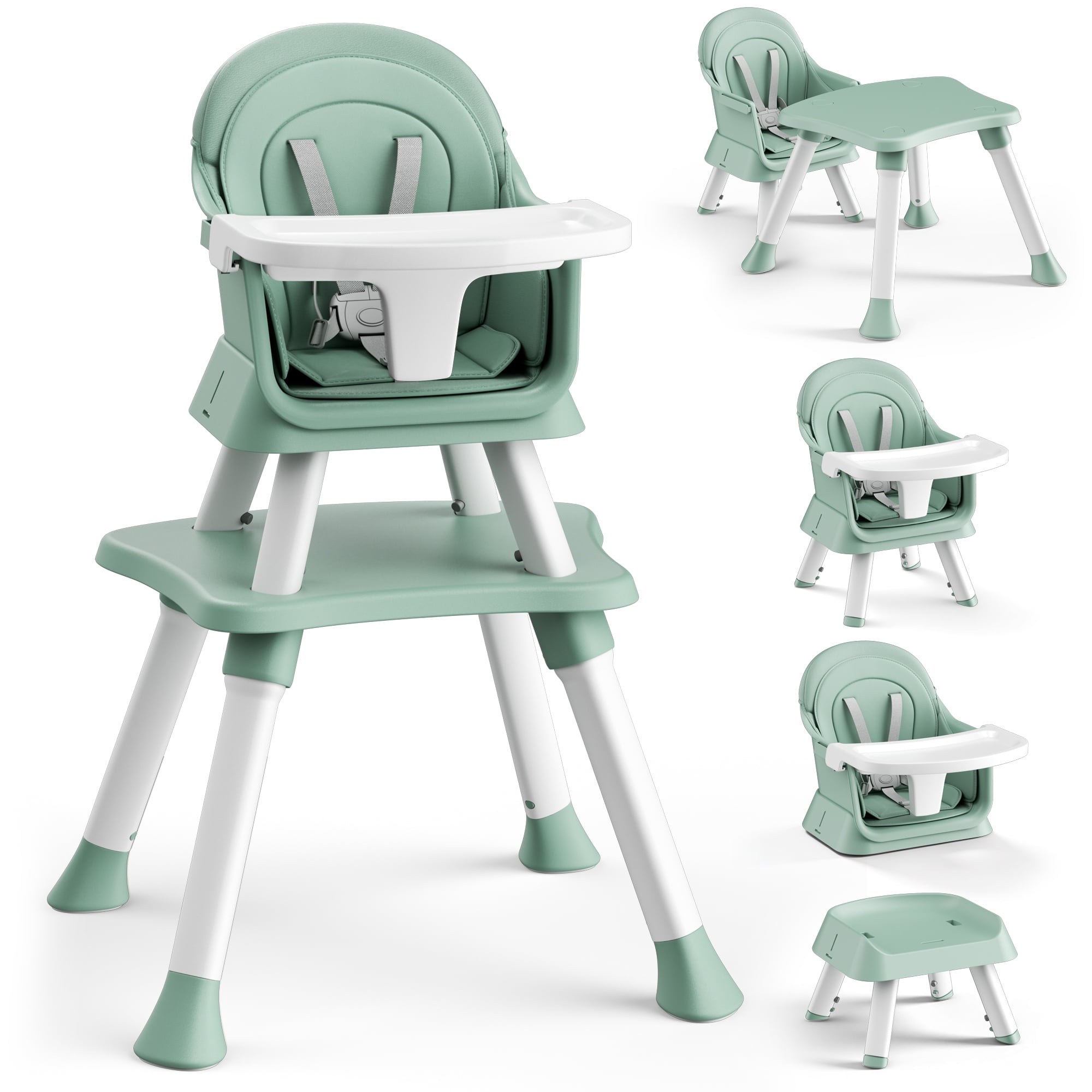 AILEEKISS 8-in-1 Convertible Baby High Chair and Toddler Booster Seat (Green) cjk8r