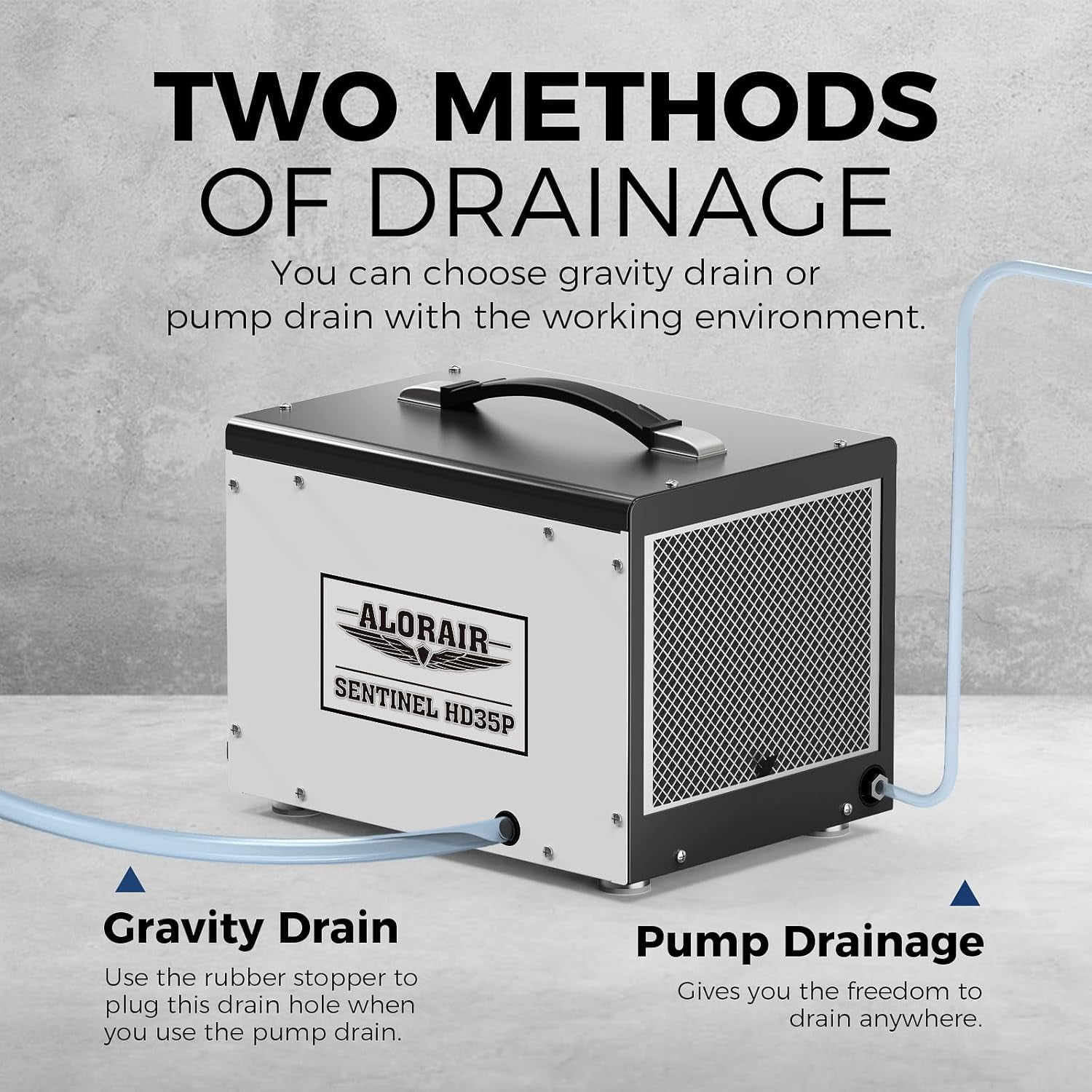 AlorAir 70 Pints Crawl Space and Basement Dehumidifier with Built-in Pump, Automatic Defrost, 1000 Sq Ft Coverage (White, 70 Pints) bpb7c