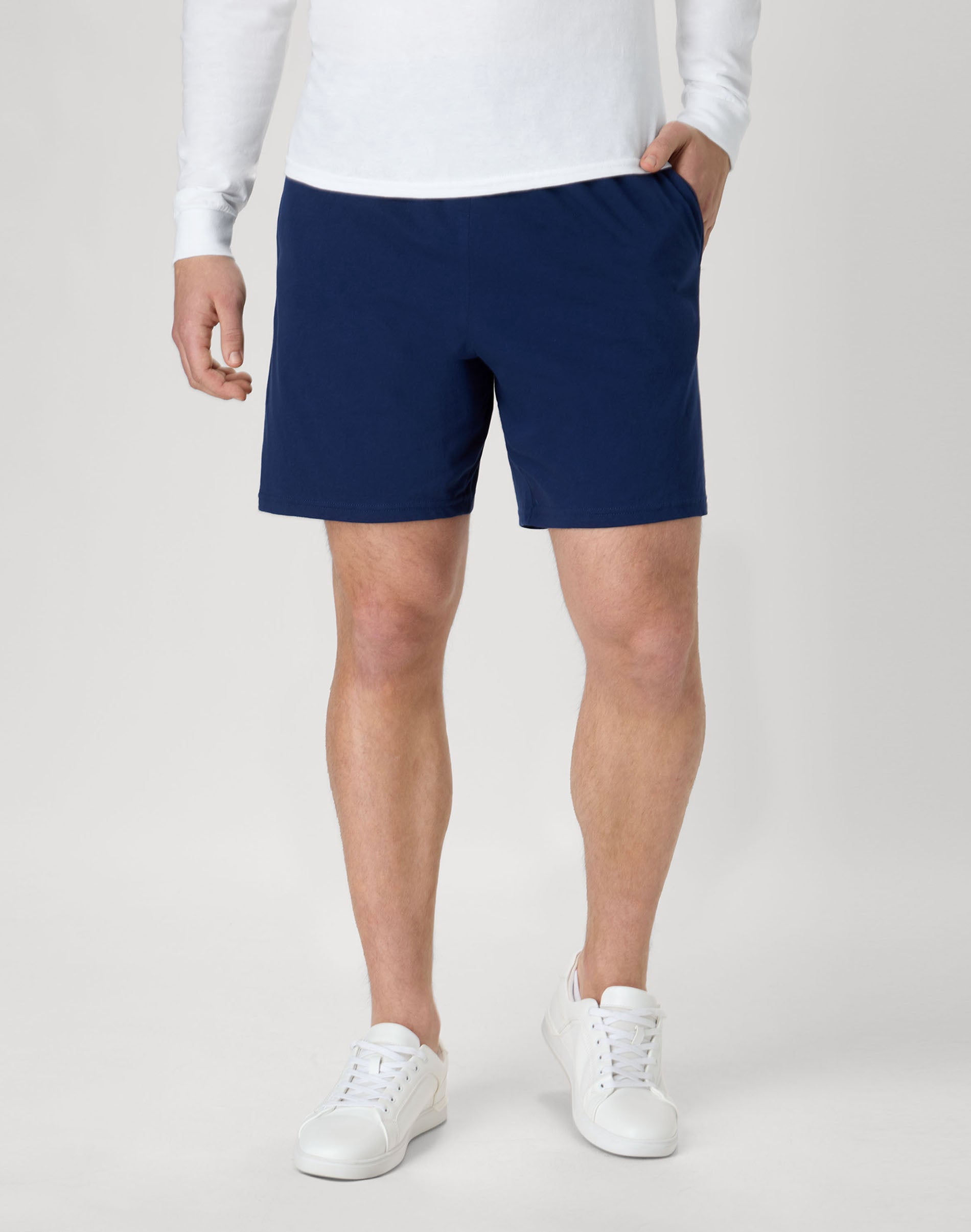 Hanes Essentials Men's Cotton Shorts with Pockets (Blue, S-4XL) dyzum