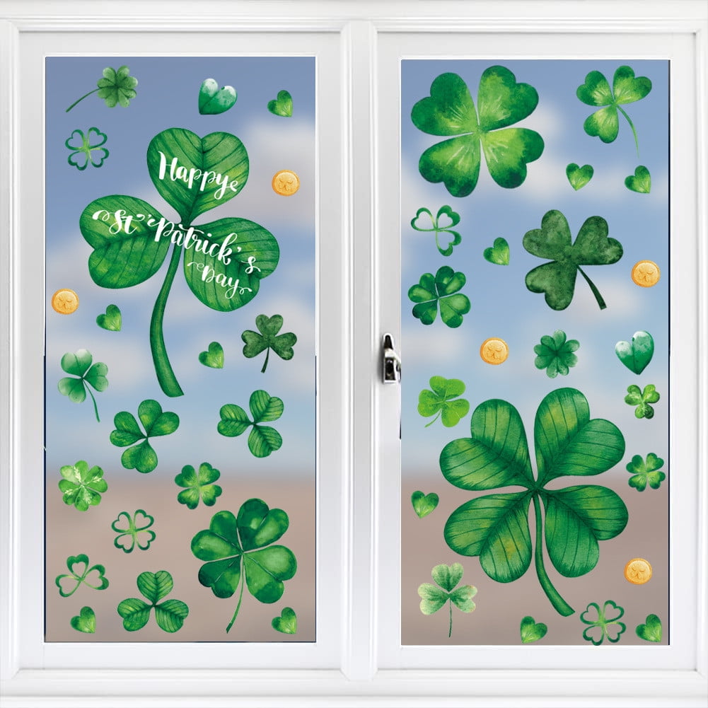 Aihimol St. Patrick's Day Window Clings Shamrock Decals (4 Sheets) 49vpn - Image 2