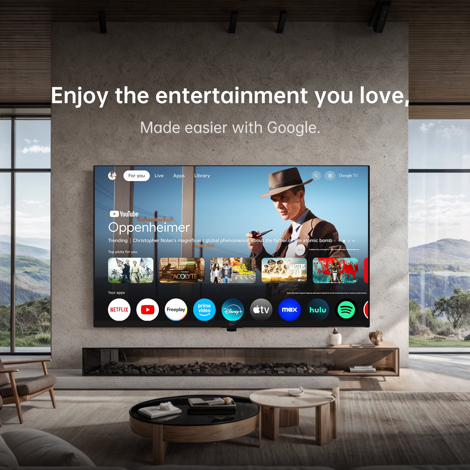 FPD 40-inch Smart TV, 1080p FHD LED Google TV with HDR10, Dolby Audio, and Voice Control (Brown, 40 in) 52m0j