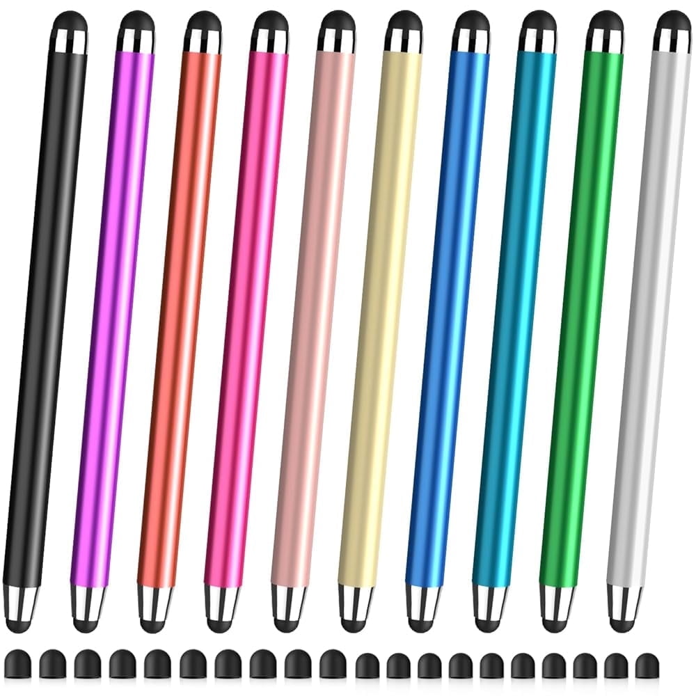 Antier 2-in-1 Universal Stylus Pens for Touch Screens, Precise Capacitive Pens for Tablets and Smartphones (10-Pack, 20 Replacement Nibs) a9zln