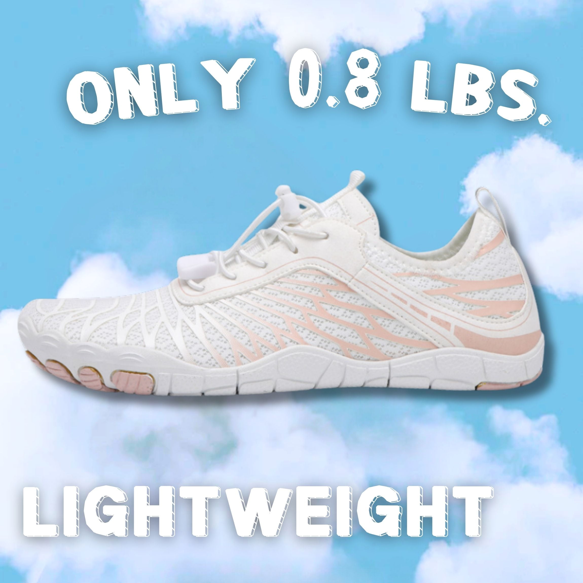 BERANMEY Barefoot Water Shoes for Women & Men, Wide Toe Box Hiking & Swimming Sneakers (White, 9 US) t0d7s