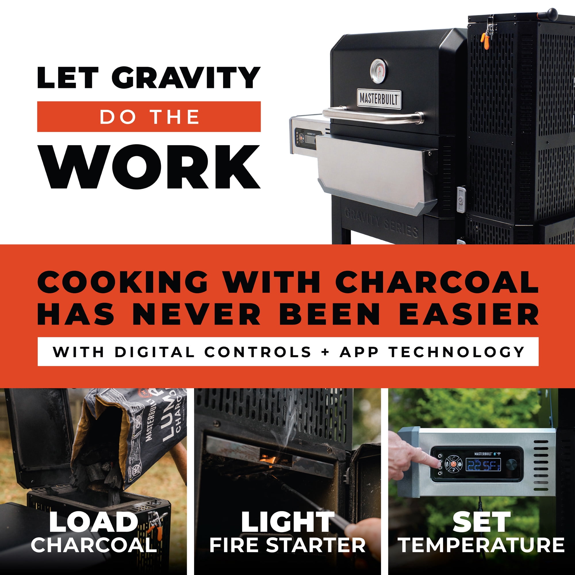 Masterbuilt Gravity Series 800 Digital Charcoal Smoker Grill with Griddle Insert (Black, 800 sq in) l4m75