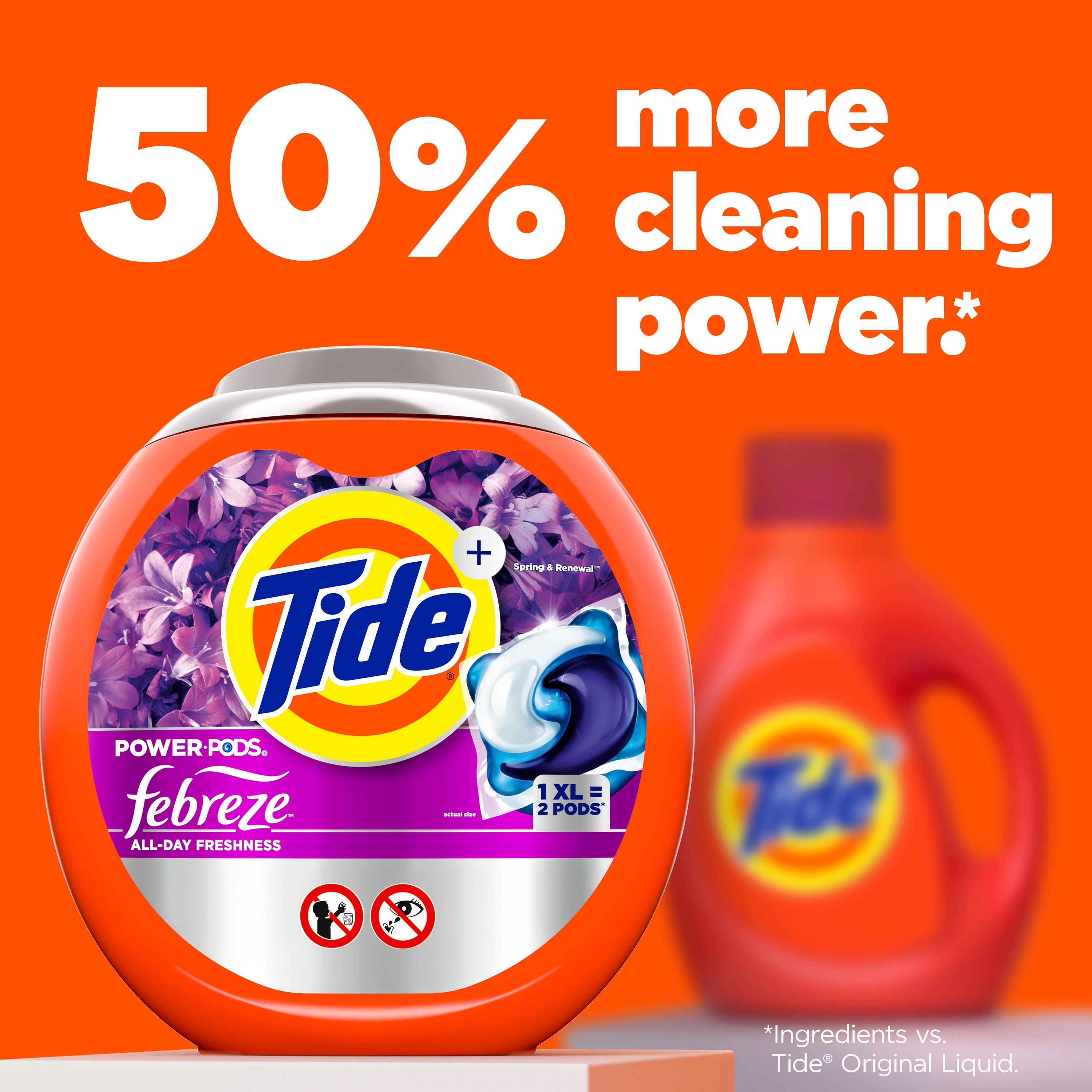 Tide Power PODS Laundry Detergent Pacs with Febreze Odor Eliminators, Spring & Renewal (45 Count) vr5sc