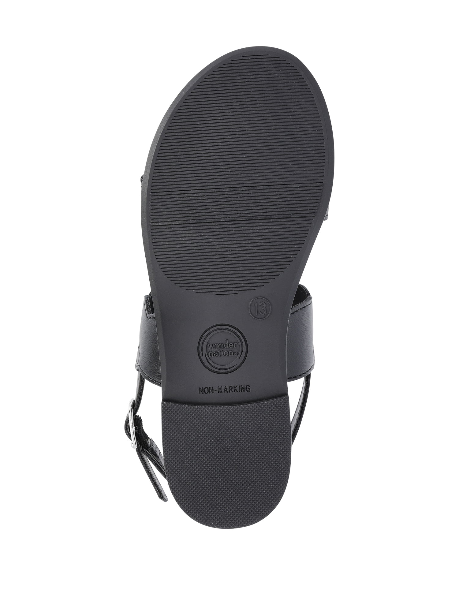 Wonder Nation Girls Two-Strap Slingback Sandals (Black, Size 4) l842h
