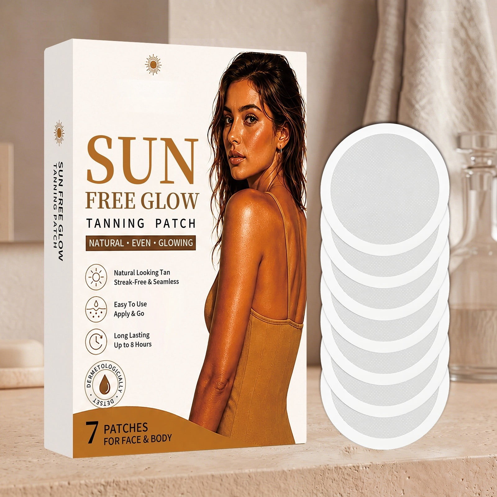 SZBAOAN Transdermal Self-Tanning Patches (Natural Bronze Glow, 7-Pack) q5mp2