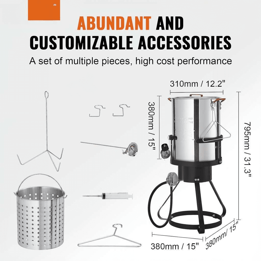 Generic Outdoor Aluminum Seafood Boiling Kit and Turkey Fryer with 54000 BTU Propane Burner (30 qt) 6a1n6
