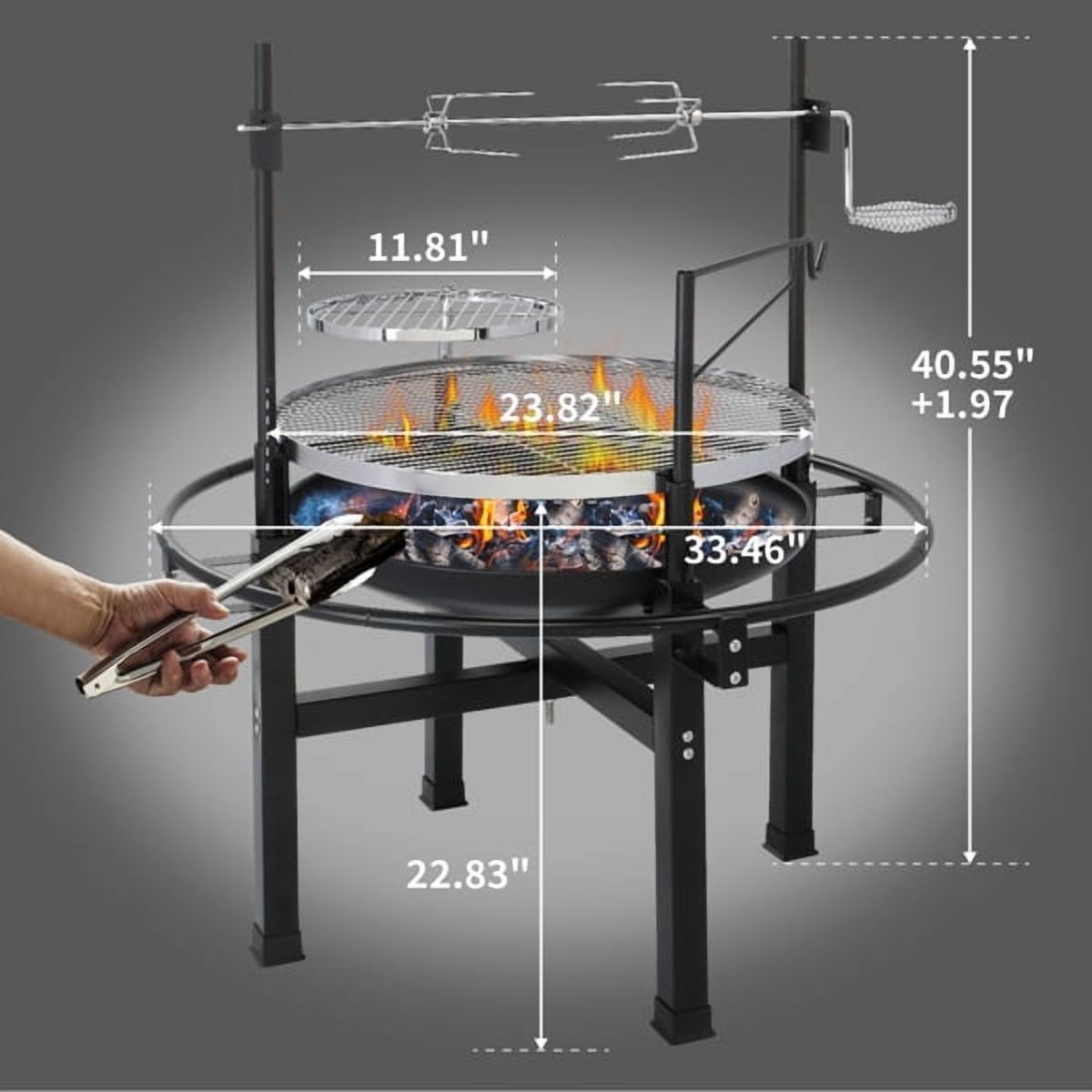 Taimu TM Round Charcoal Grill for Outdoor Cooking and Smoking (Black, 33.5 in x 33.5 in x 42.5 in) e3a2f