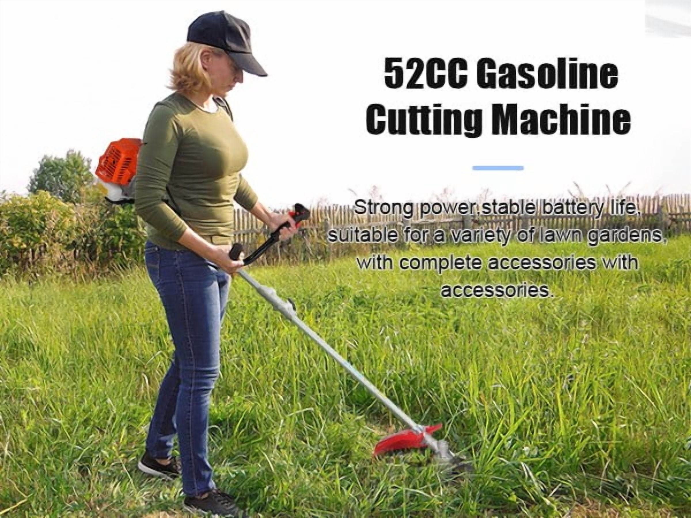 WETS 52cc Gas String Trimmer and Brush Cutter 2-in-1 Heavy Duty Lawn Edger (Orange) 3qxlv