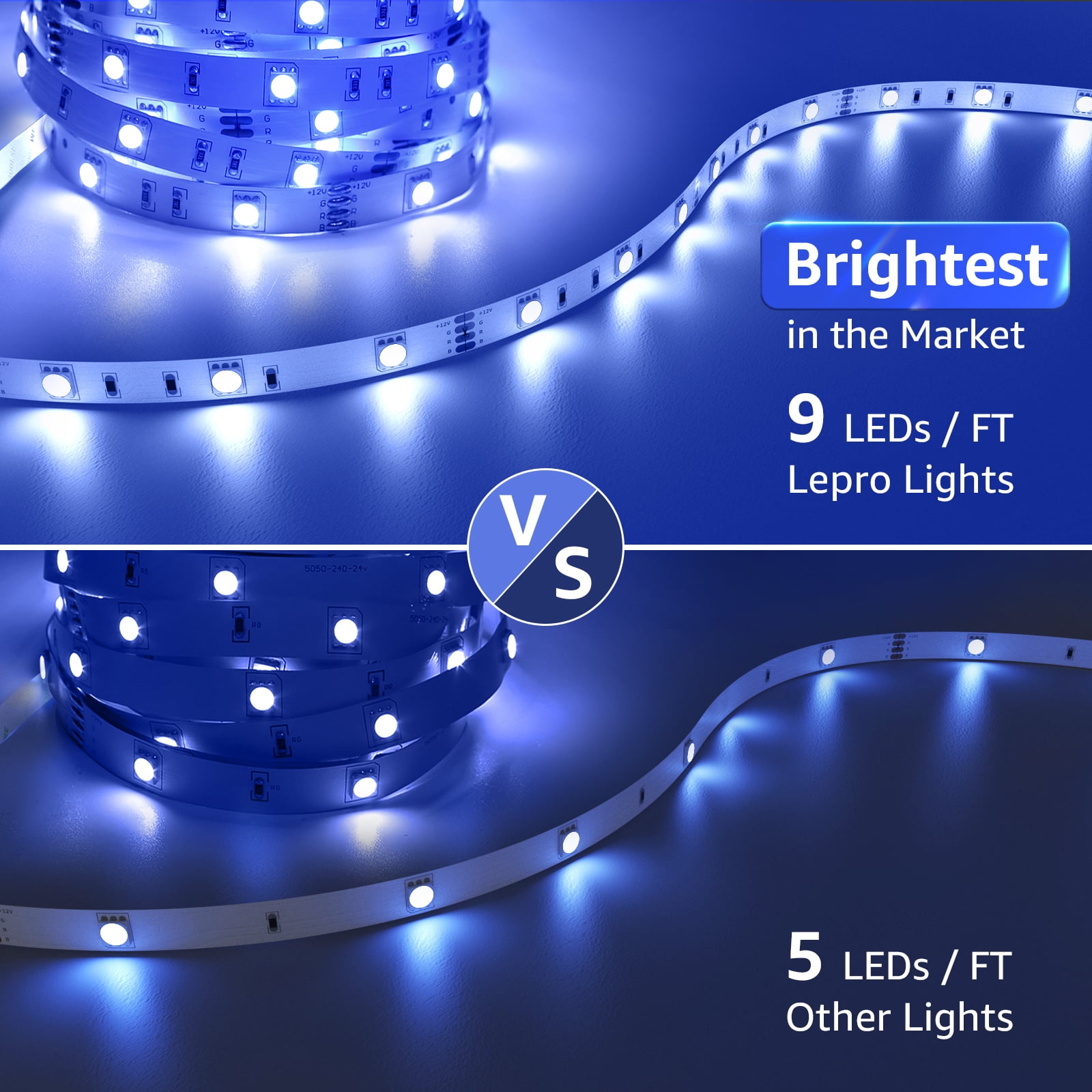 Lepro Music Sync LED Strip Lights, Waterproof RGB Color Changing Tape for Bedroom and Gaming (49.2 ft) 630j0