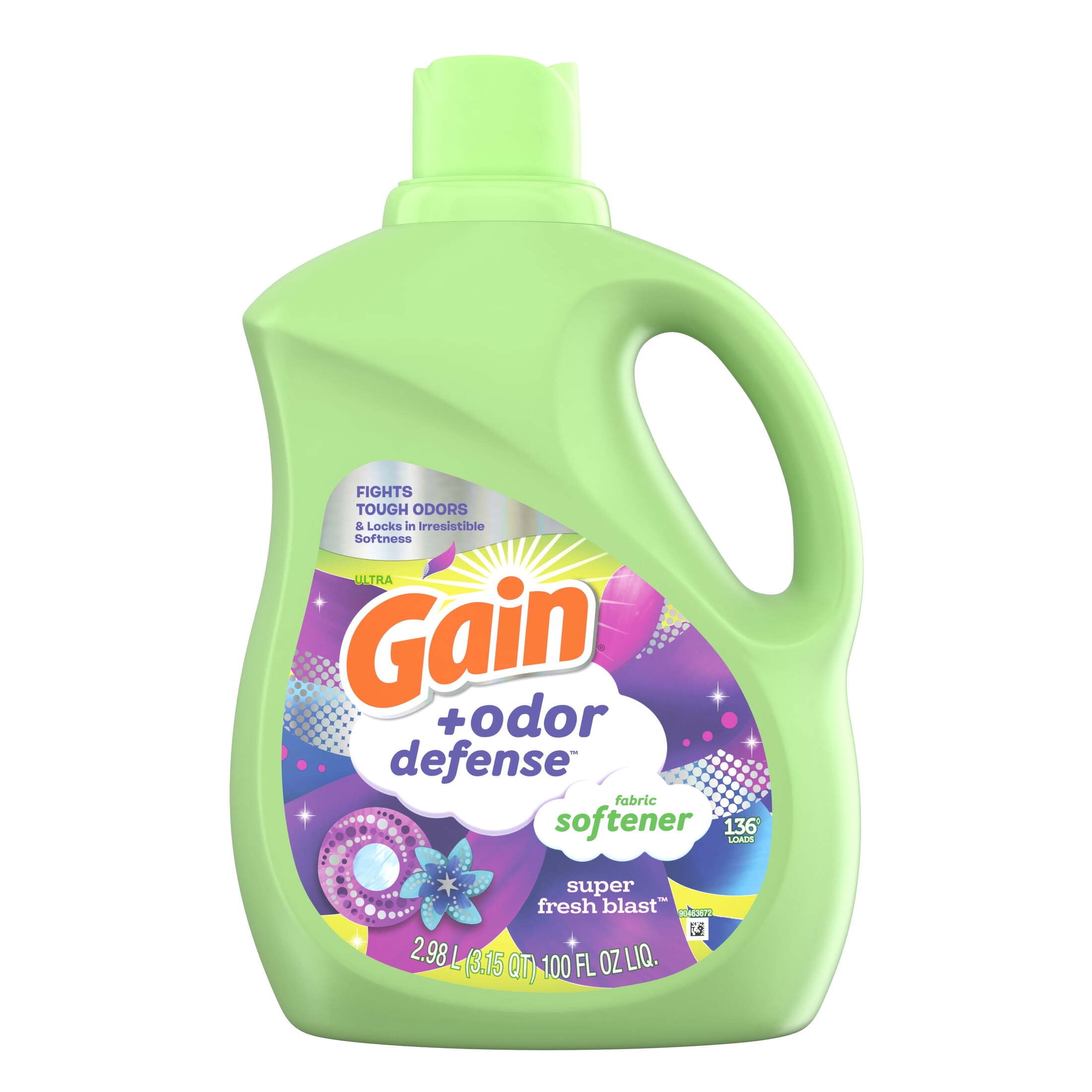 Gain Odor Defense Liquid Fabric Softener and Conditioner, Super Fresh Blast (4 Pack, 100 fl oz) dsywn