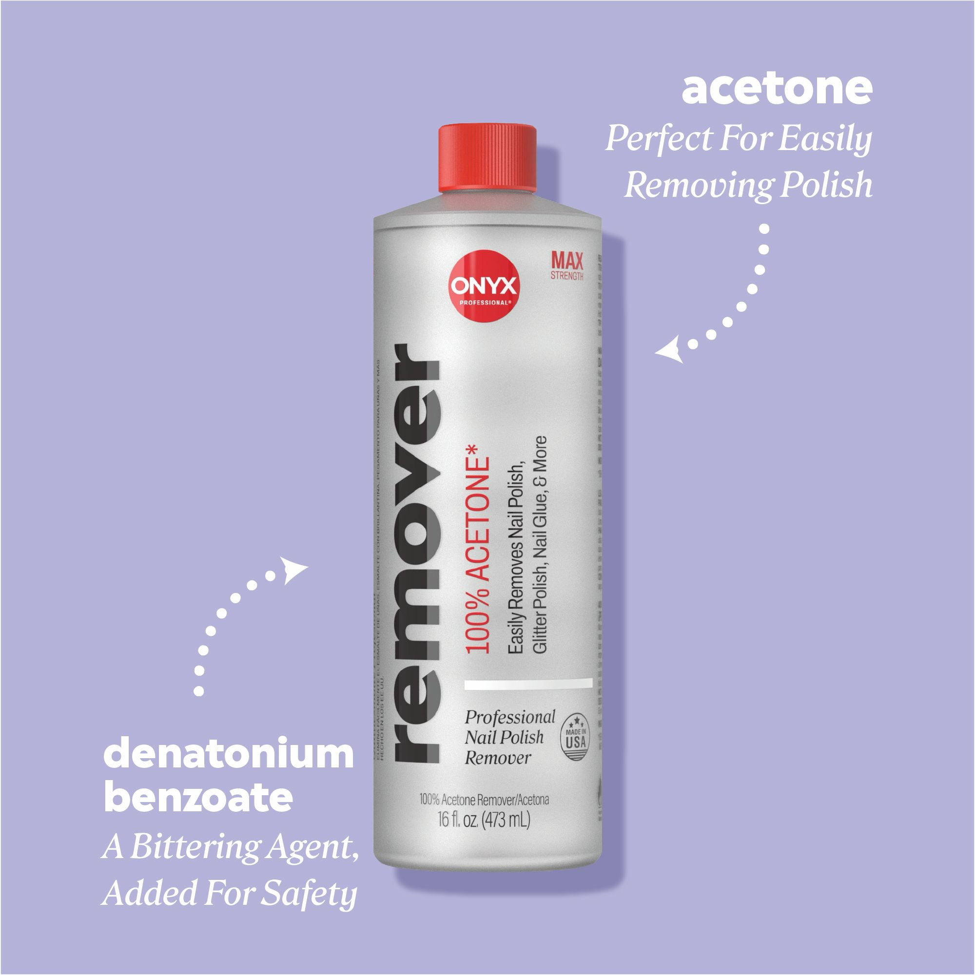 ONYX Professional Nail Polish Remover, Maximum Strength Acetone Formula (16 fl oz) vpyc0