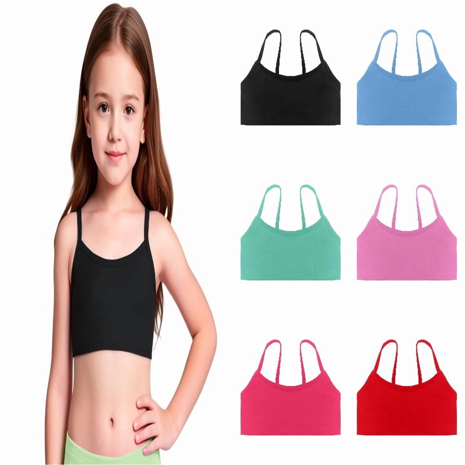 DGMIOCS Girls Bikini Top UPF 50+ Sun Protection Swimwear (Black, Size 4-5) 2thae