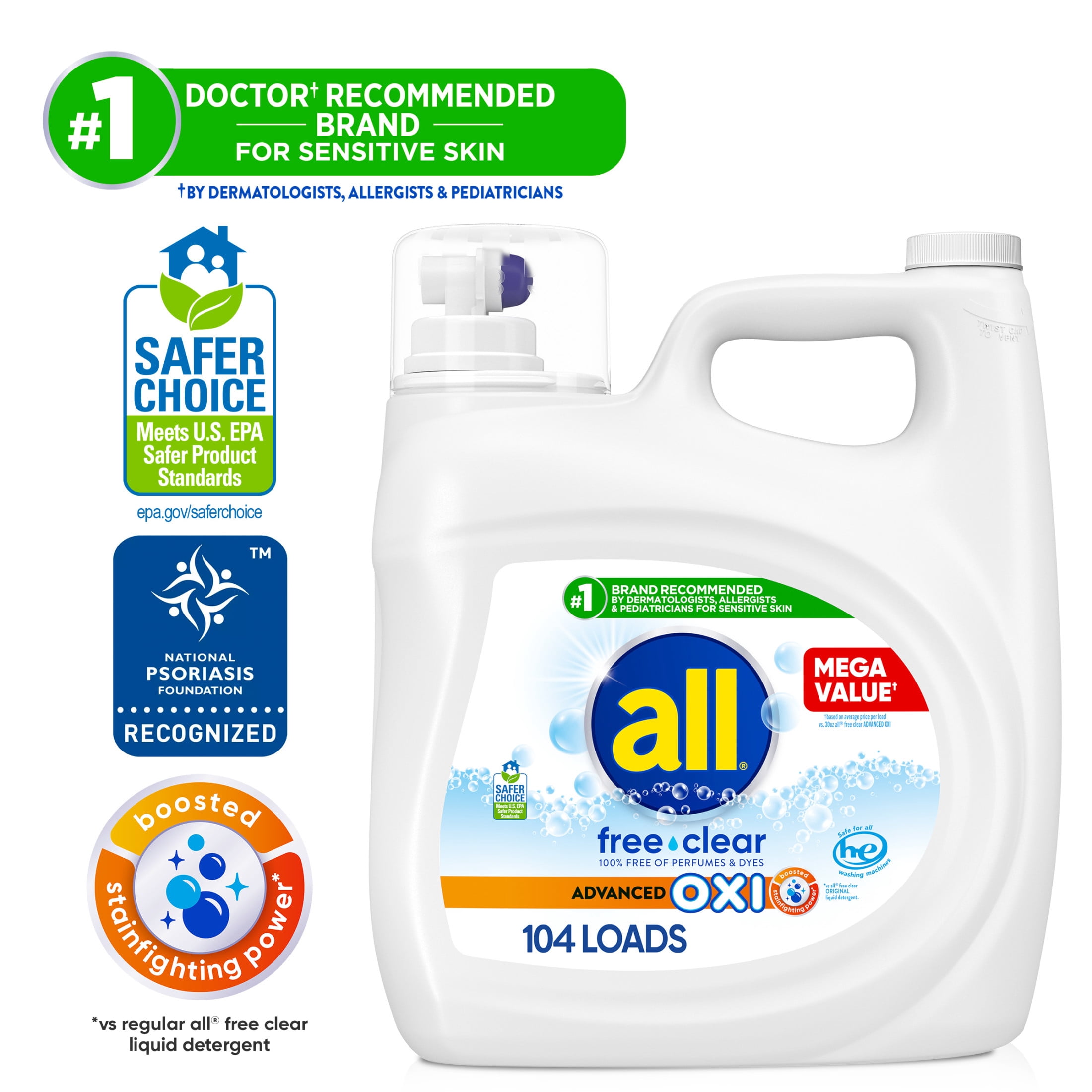all Free Clear Oxi Liquid Laundry Detergent (Clear, 154 oz) dlxrd