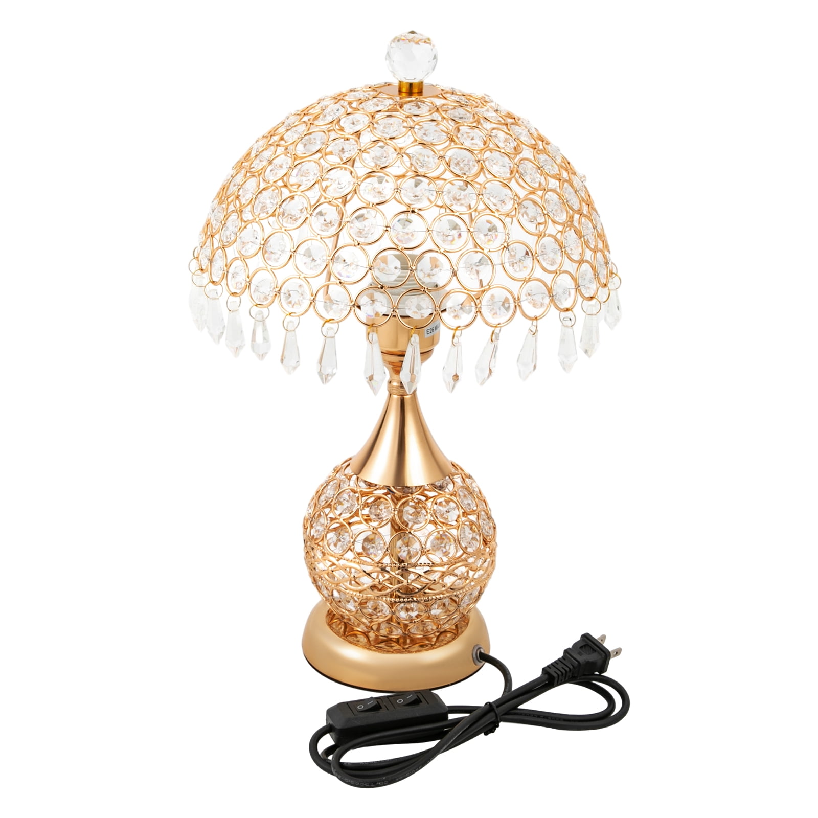 Deluxe Crystal Table Lamp Vintage Bedside Nightstand Desk Light (Gold, 9.84 in x 16.92 in) 04klt