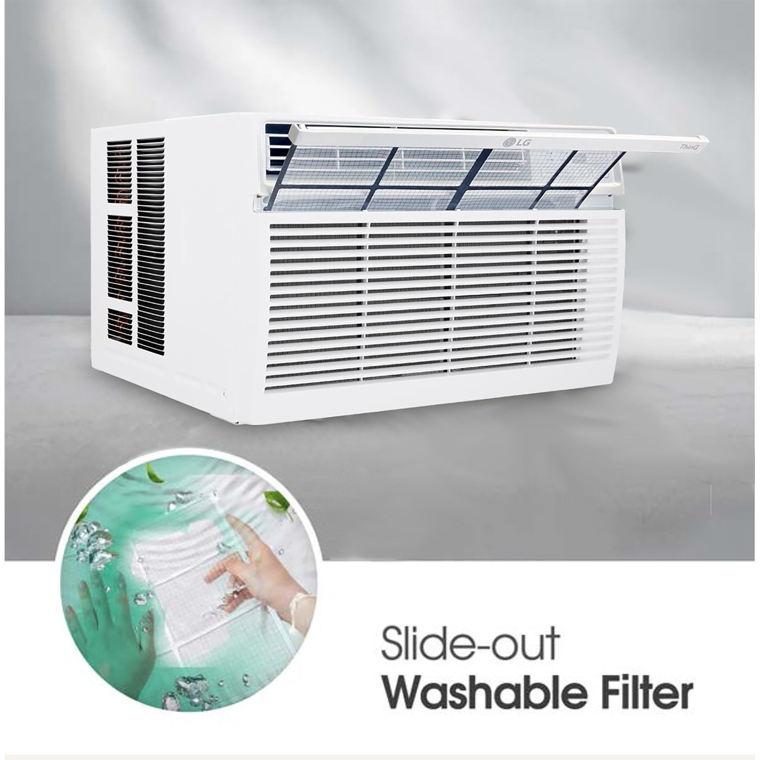 LG 8,000 BTU Window-Mounted Air Conditioner with Wi-Fi Control (White, 350 sq ft) cqpq7