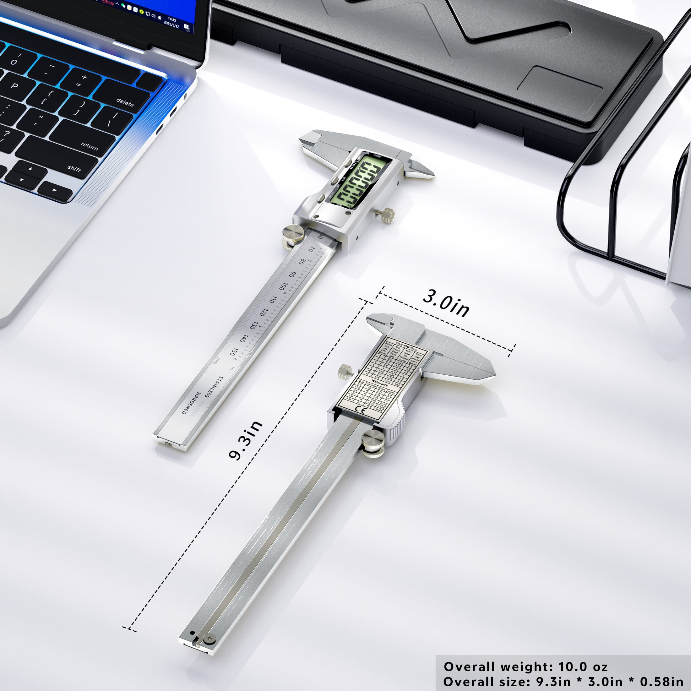 IMAXBOS 6-Inch Digital Caliper, Professional Stainless Steel Vernier Tool with LCD Display (Silver, 6 in) zwyc5