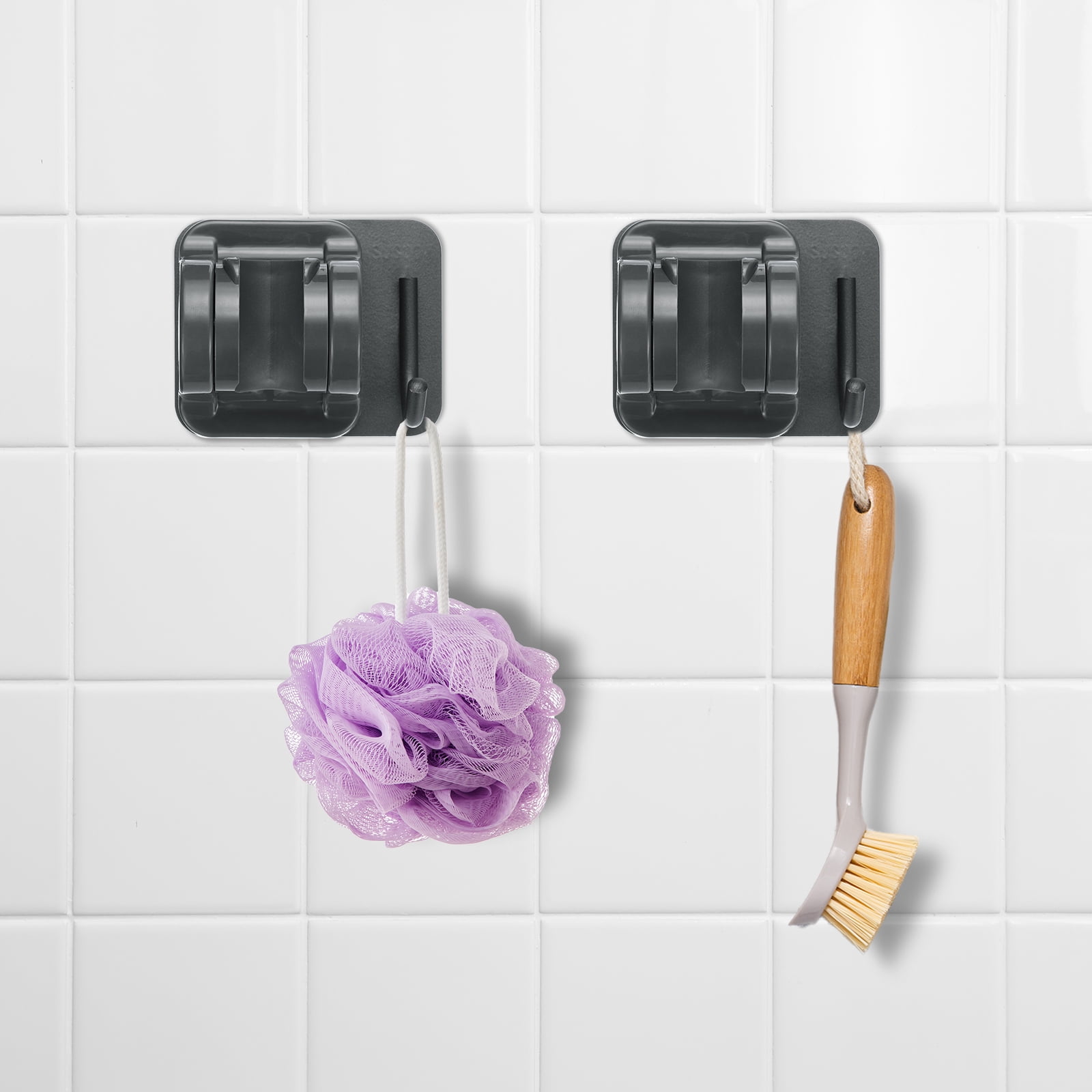 Uxcell Shower Head Holder with Hook Adhesive Wall Mount (Grey, 3.1 x 2.6 x 2.1 in) knlof