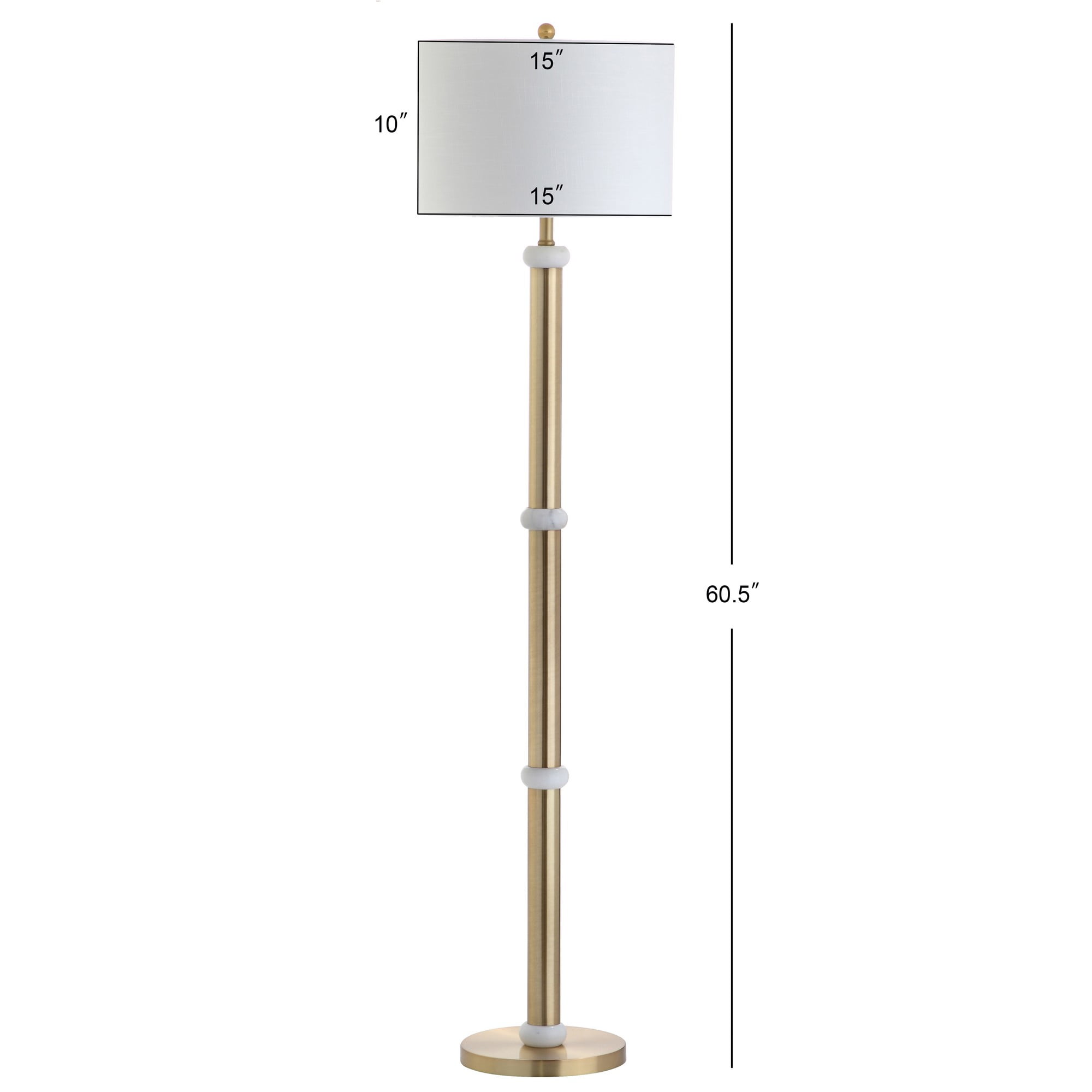 JONATHAN Y Gregory Metal and Marble LED Floor Lamp (Brass Gold, 60.5 in) 1pa87