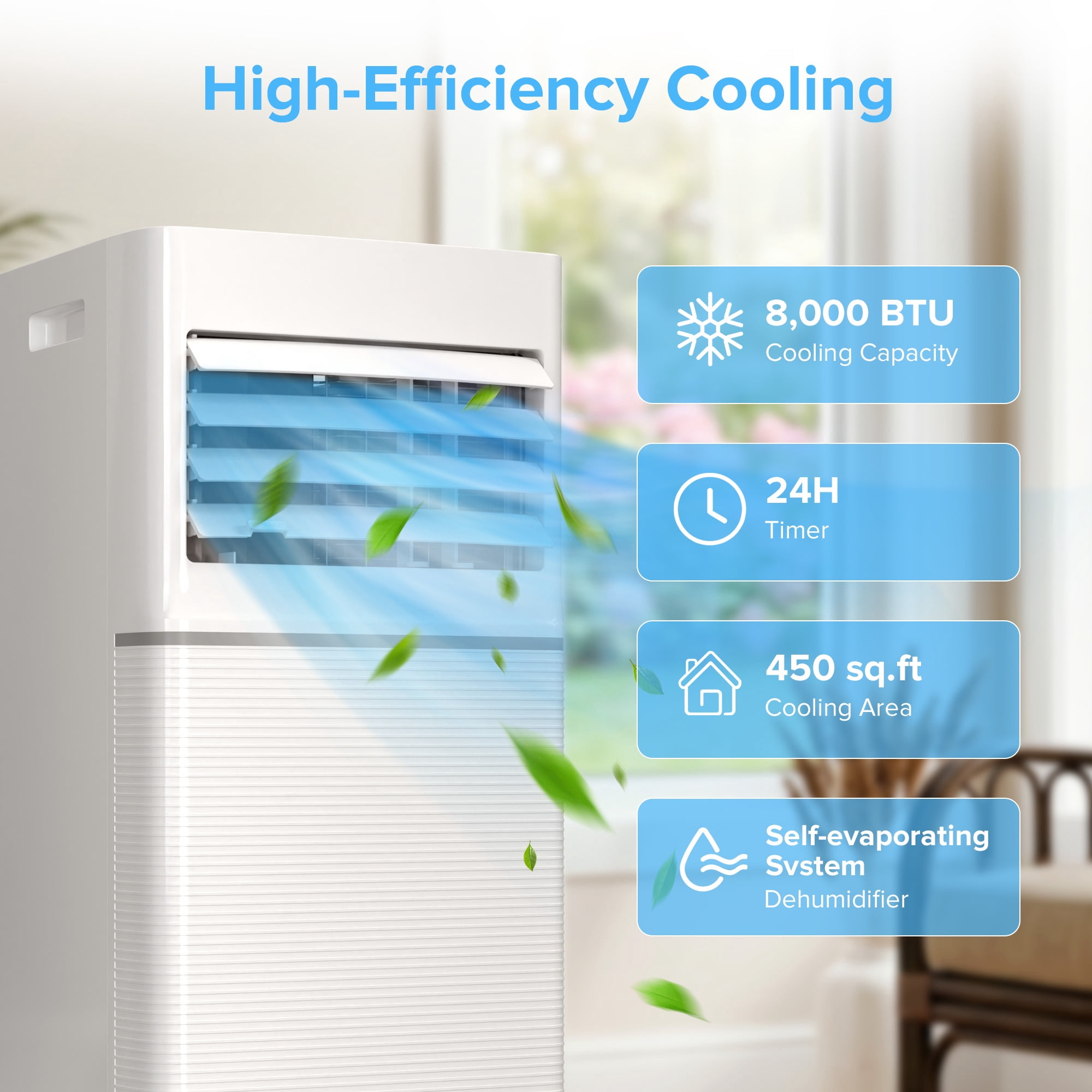 KissAir Portable Air Conditioner 10,000 BTU 3-in-1 Cooling Dehumidifier and Fan (White, 11.81 in x 13.39 in x 27.09 in) 038gf