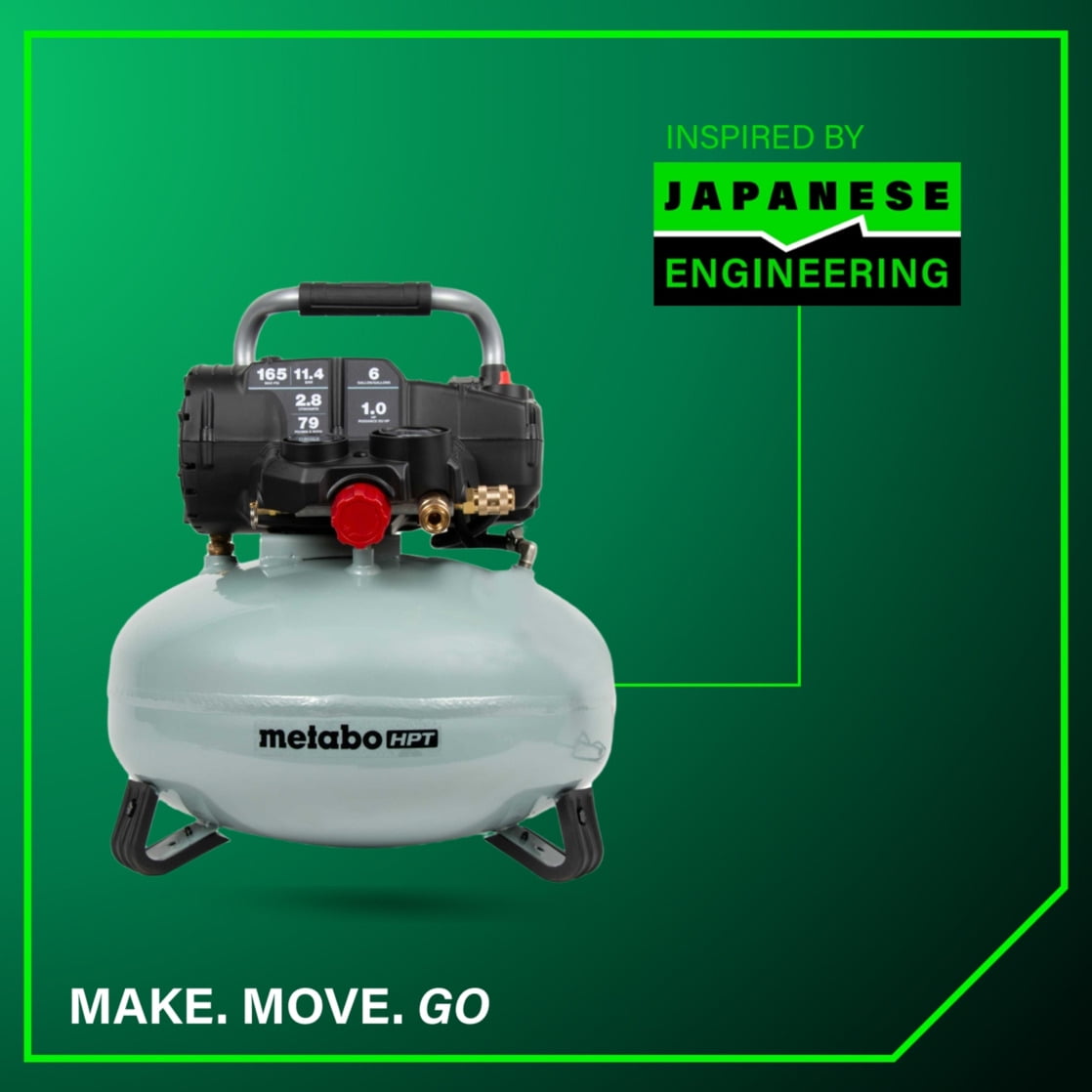 Metabo HPT Pancake Air Compressor, Oil-Free High-Efficiency Motor (6 Gallon) 2falj
