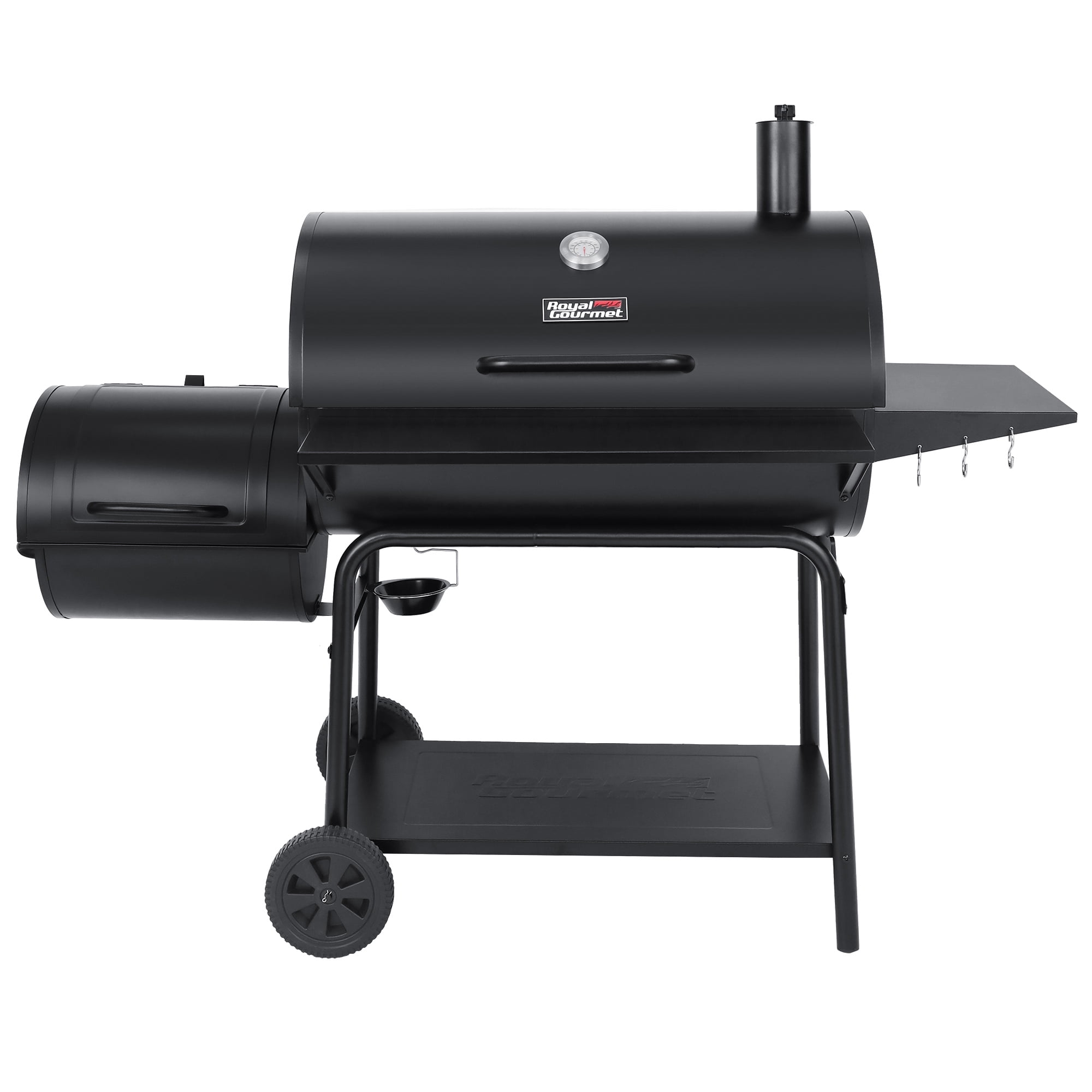 Royal Gourmet CC2036F 36 in Charcoal Barrel Grill with Offset Smoker (Black, 65.94 in L x 29.92 in W x 51.18 in H) nd60w