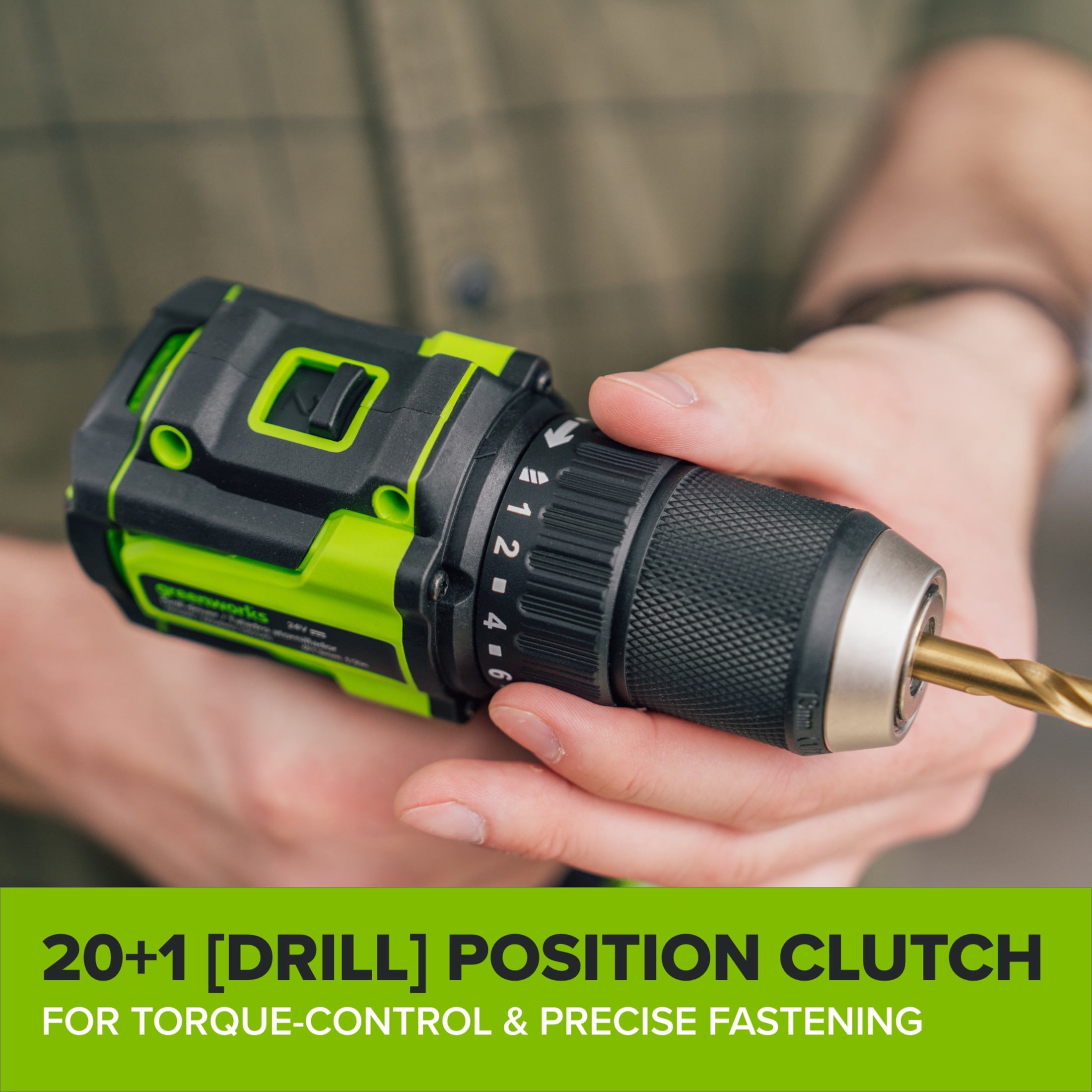 Greenworks PowerAll 24V Brushless Cordless Drill Driver with 2 Ah Battery (Green, 1/2 in) 69nzi