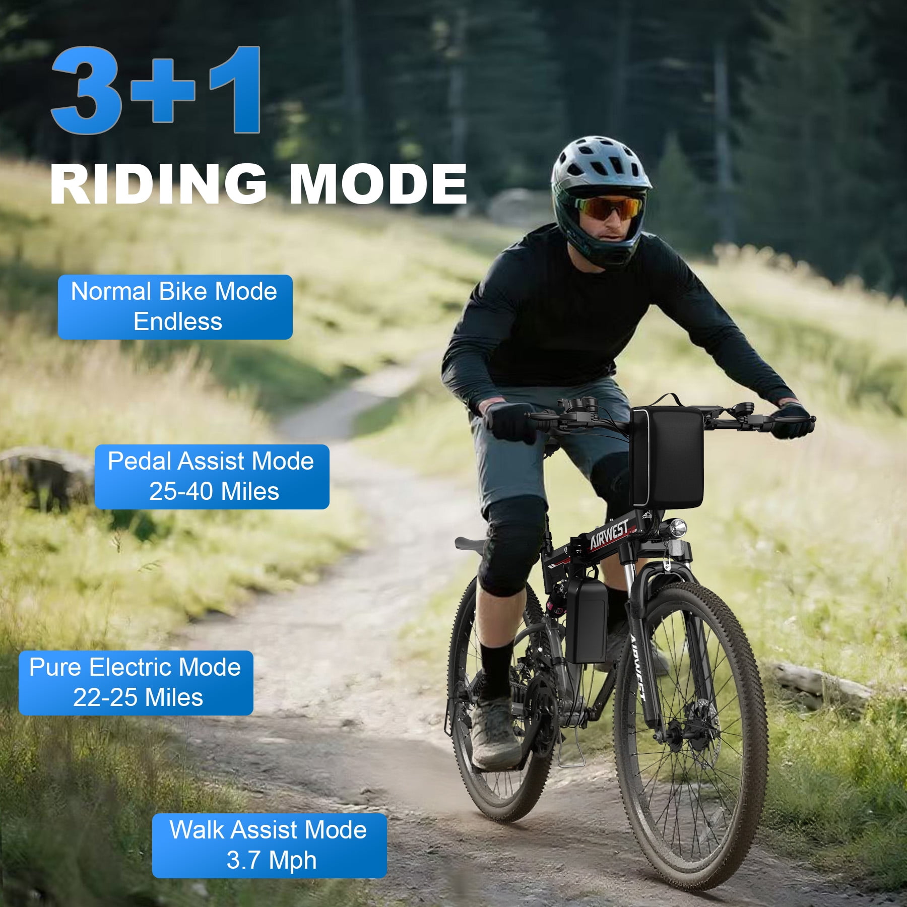 AIRWEST Electric Bicycle for Adults, 750W Motor City Commuter E-Bike, 7-Speed Cruiser, 40 Miles Range (Black, 26 in) cx937