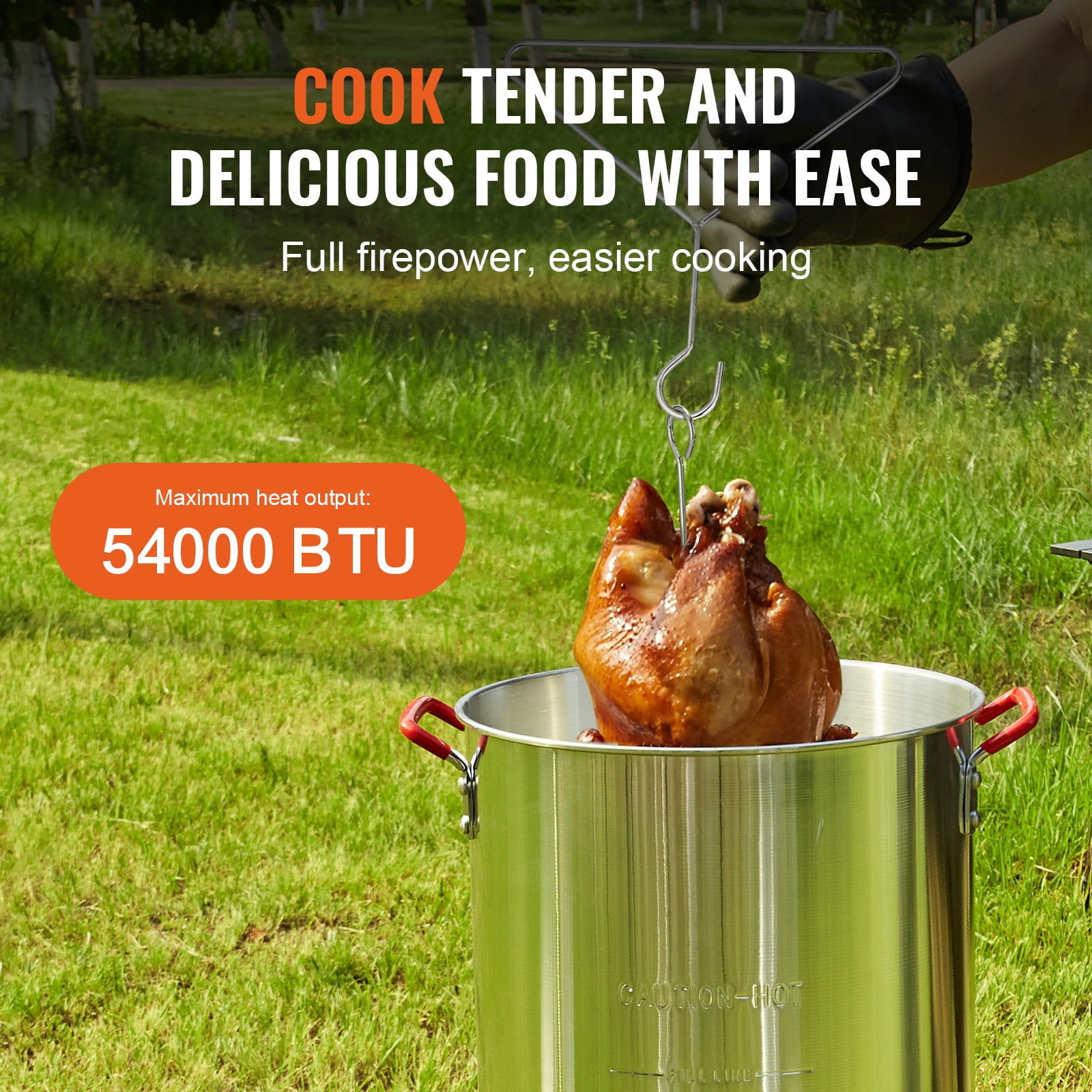 VEVOR 30 Qt Turkey Deep Fryer Propane Boiler Steamer Stock Pot (Silver, 30 qt) q7lca