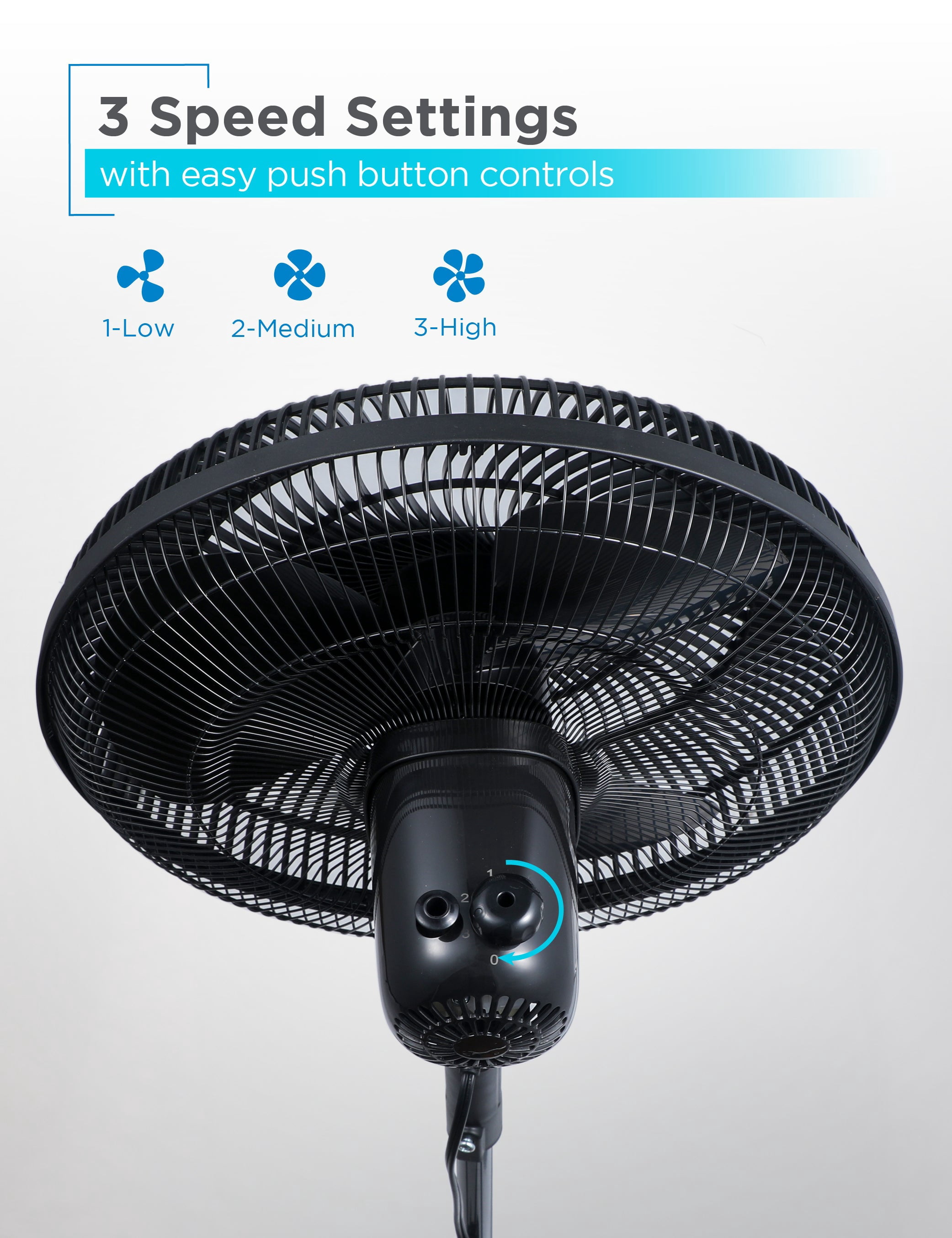 BLACK+DECKER 16-Inch Oscillating Pedestal Fan, Adjustable Height Standing Fan with 3 Speed Settings (Black, 16 in) jeub1